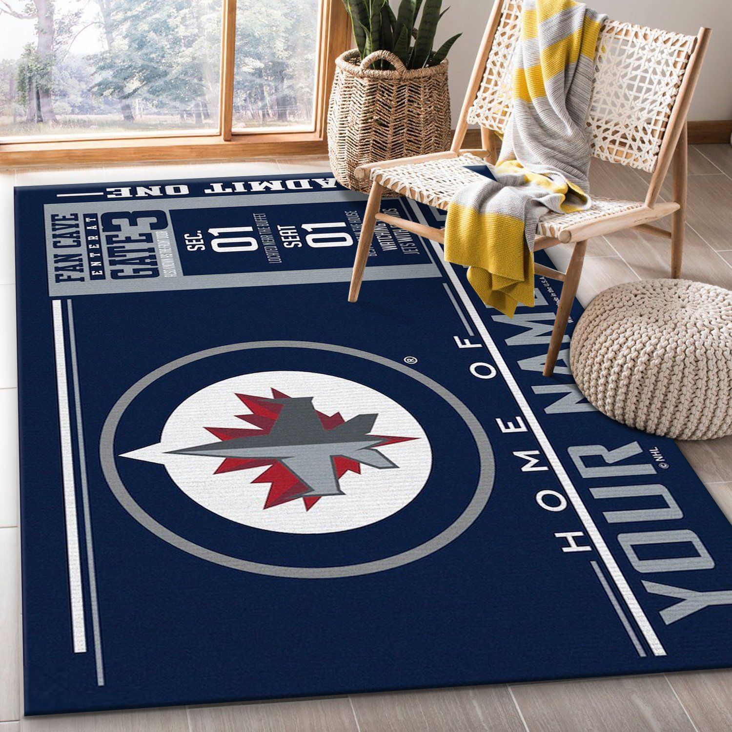 Customizable Winnipeg Jets Wincraft Personalized NHL Area Rug For Christmas Bedroom Rug Floor Decor - Indoor Outdoor Rugs