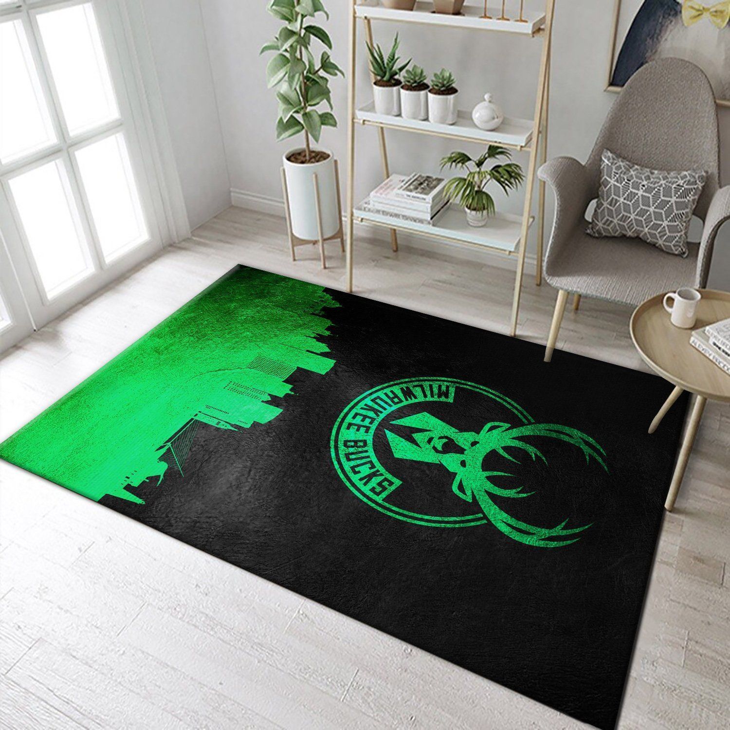 Milwaukee Bucks Skyline Area Rug Carpet, Living Room Rug, Home Decor Floor Decor - Indoor Outdoor Rugs