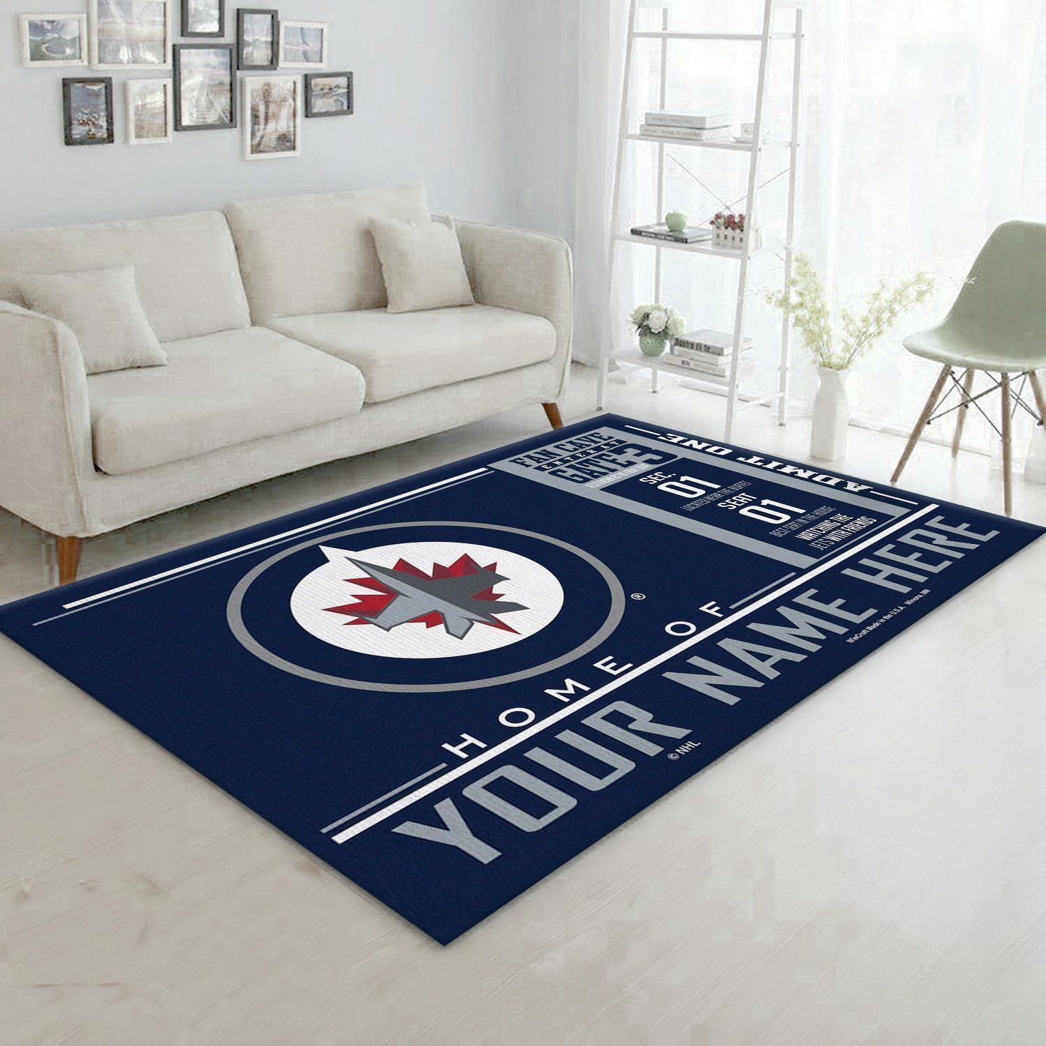 Customizable Winnipeg Jets Wincraft Personalized NHL Area Rug For Christmas Bedroom Rug Floor Decor - Indoor Outdoor Rugs