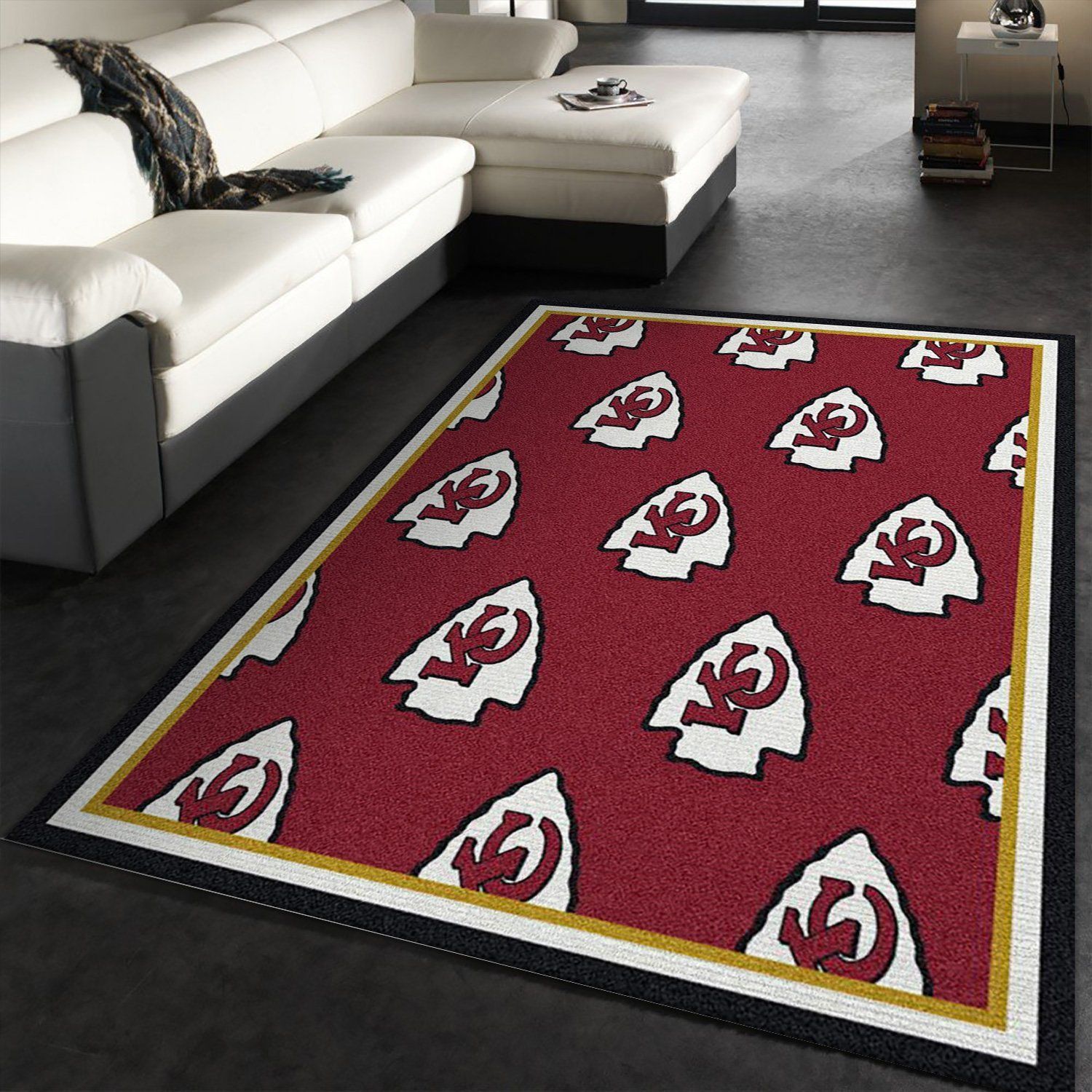 Kansas City Chiefs Repeat Rug Nfl Team Area Rug Carpet, Bedroom Rug, Christmas Gift US Decor - Indoor Outdoor Rugs