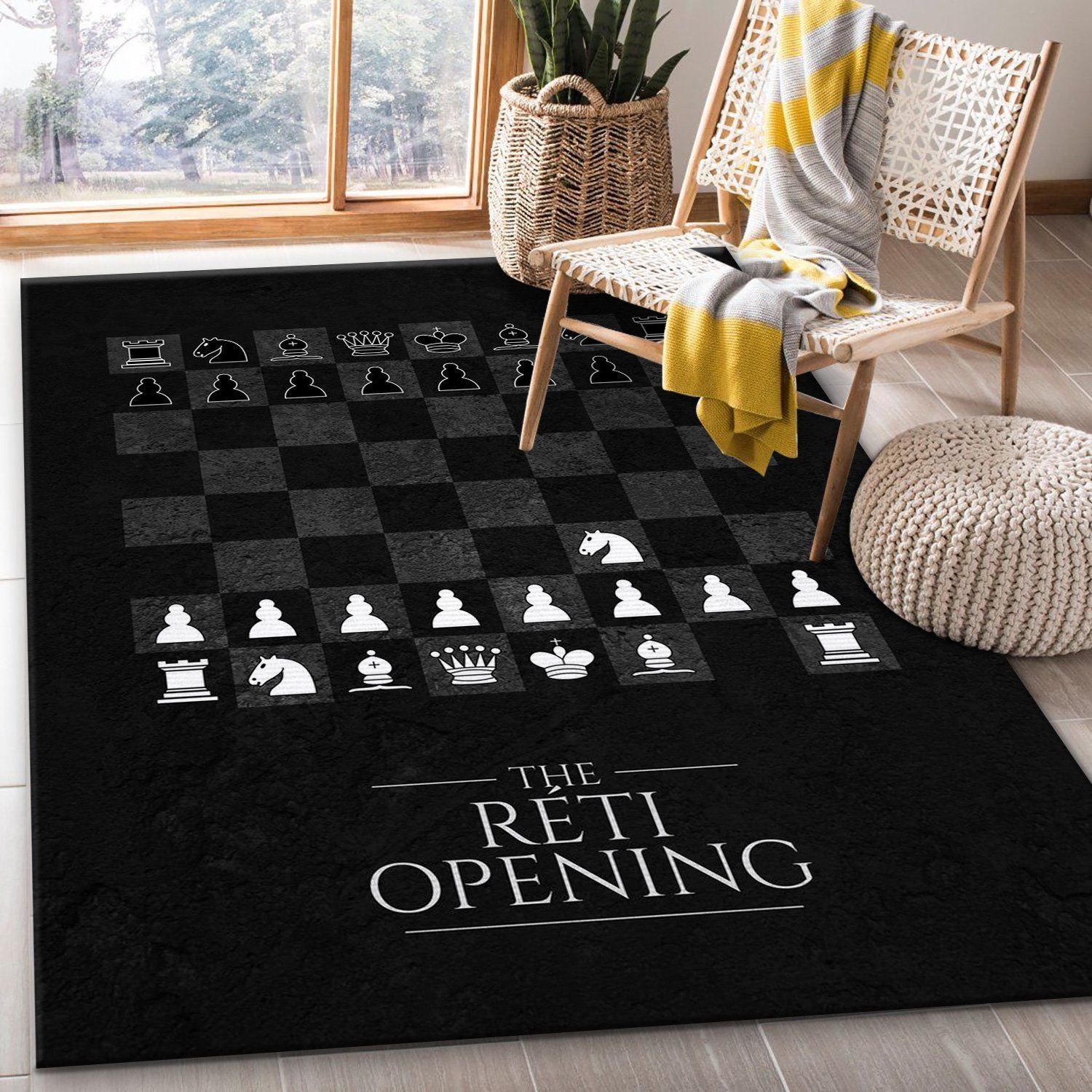 Reti Opening Chess Area Rug Living Room Rug US Gift Decor - Indoor Outdoor Rugs