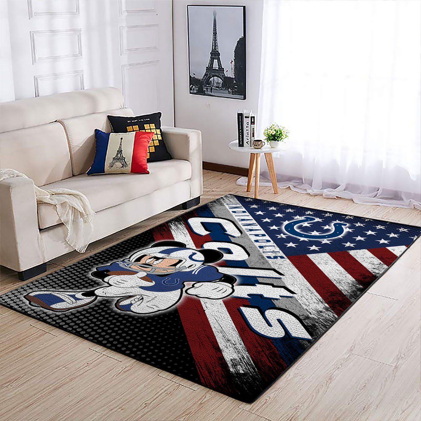 Indianapolis Colts Nfl Team Logo Mickey Us Style Nice Gift Home Decor Rectangle Area Rug - Indoor Outdoor Rugs