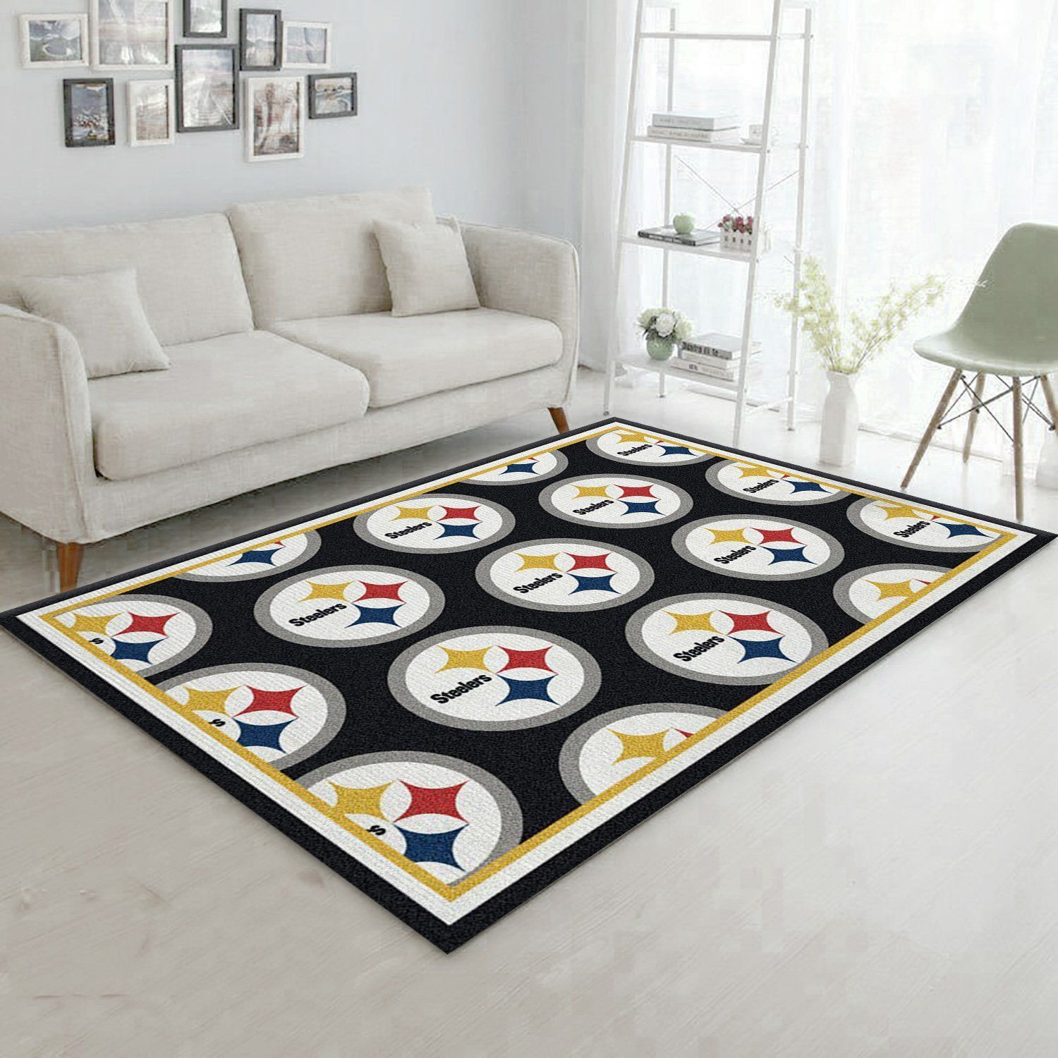 Pittsburgh Steelers Repeat Rug Nfl Team Area Rug, Bedroom Rug, Home Decor Floor Decor - Indoor Outdoor Rugs