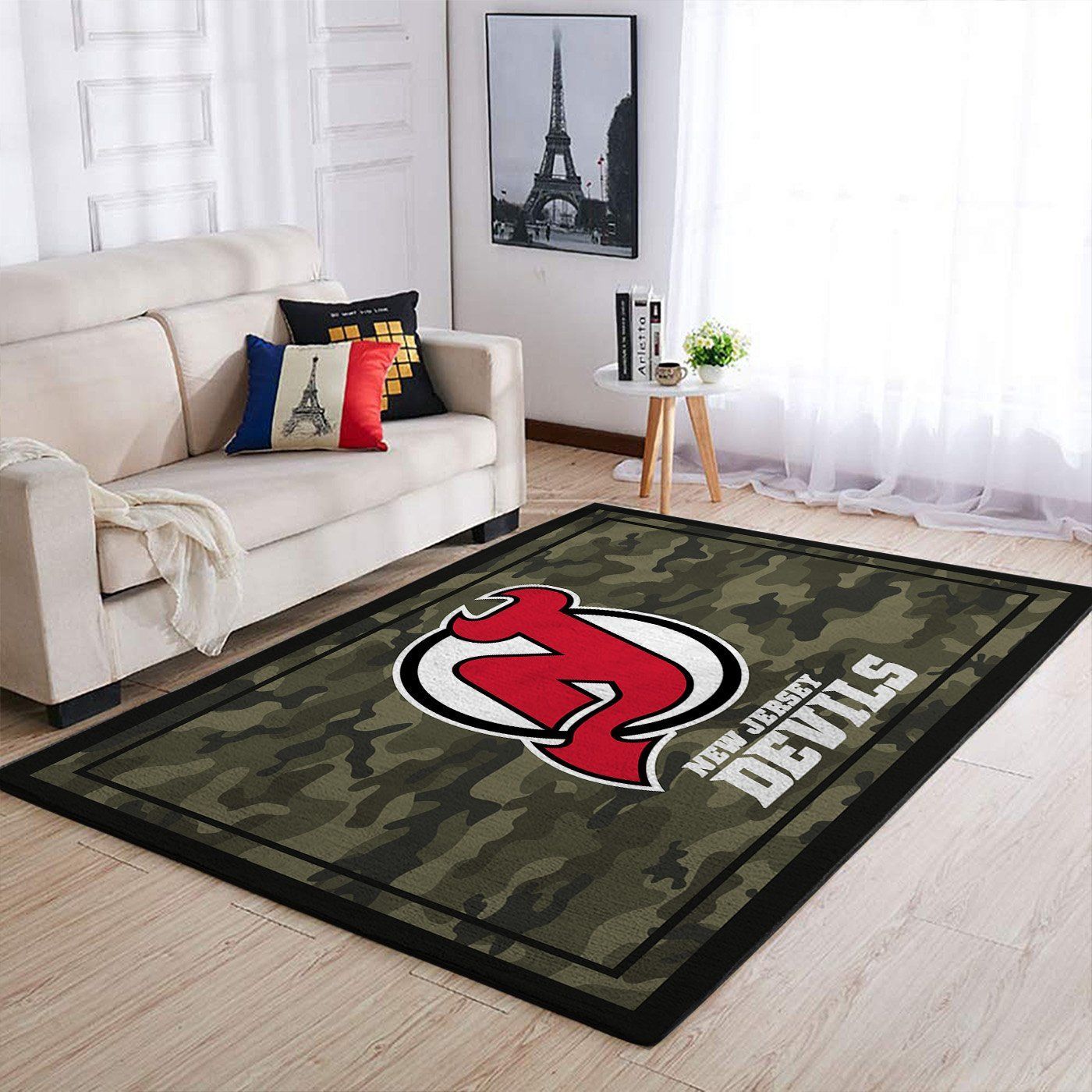 New Jersey Devils Nhl Team Logo Camo Style Nice Gift Home Decor Rectangle Area Rug - Indoor Outdoor Rugs