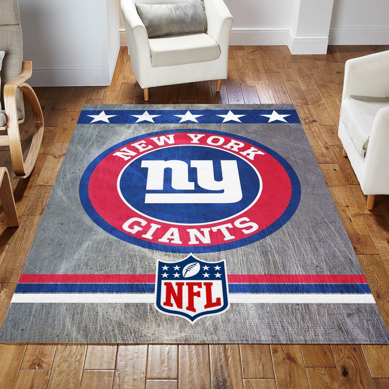 New York Giants Circle Nfl Football Team Area Rug For Gift Living Room Rug Christmas Gift US Decor - Indoor Outdoor Rugs