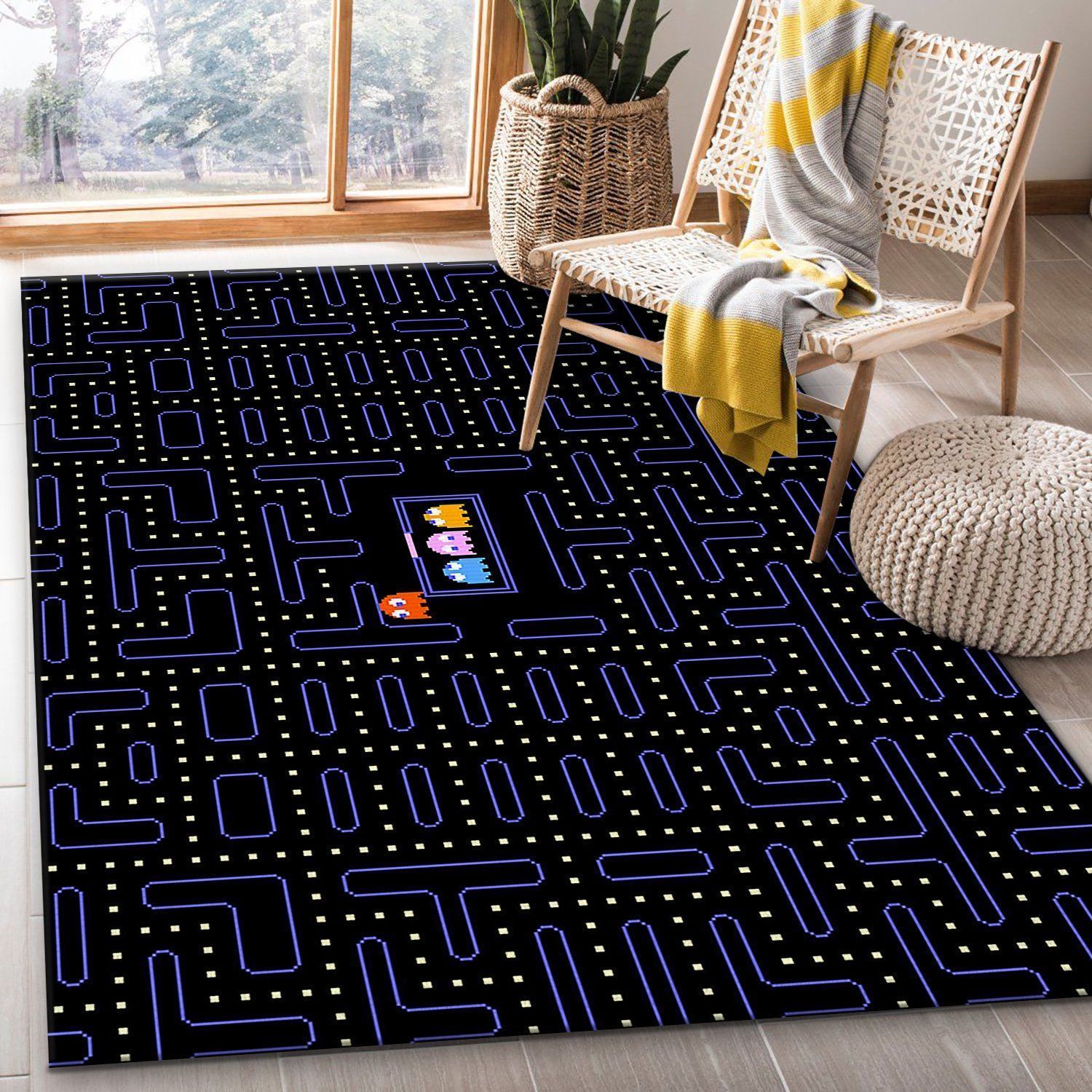 Pac Man Area Rug Carpet Living Room Rugs Floor Decor - Indoor Outdoor Rugs