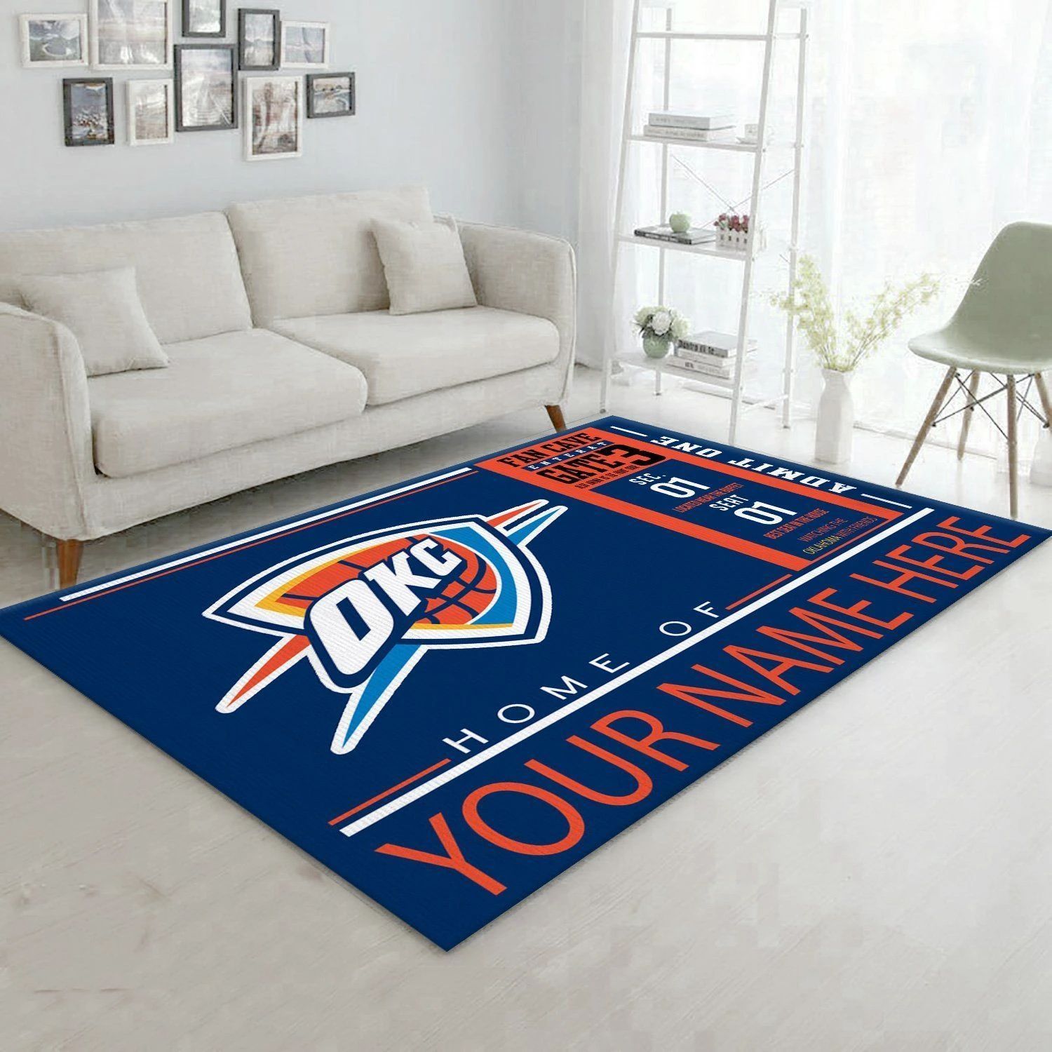 Customizable Oklahoma City Thunder Wincraft Personalized NBA Rug Living Room Rug Christmas Gift US Decor - Indoor Outdoor Rugs