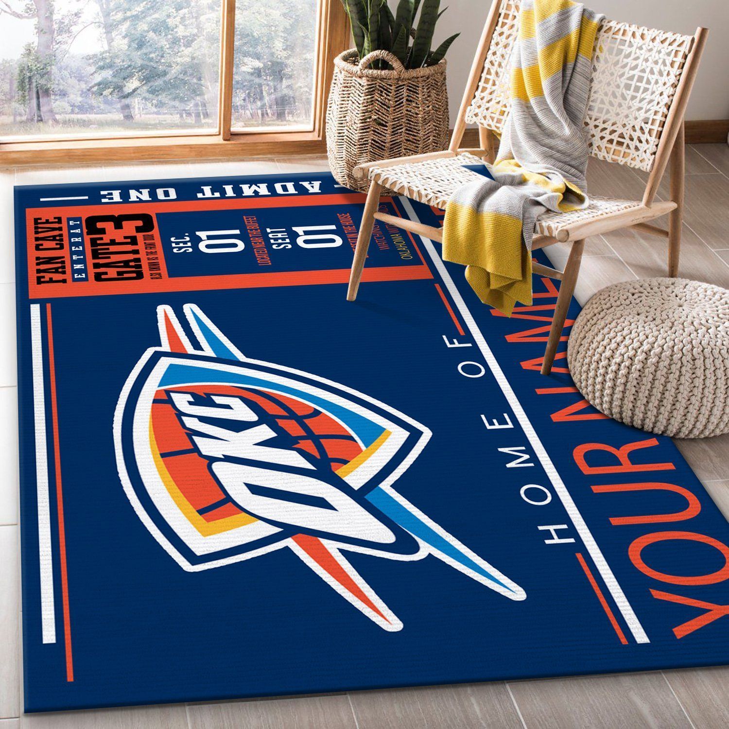 Customizable Oklahoma City Thunder Wincraft Personalized NBA Rug Living Room Rug Christmas Gift US Decor - Indoor Outdoor Rugs