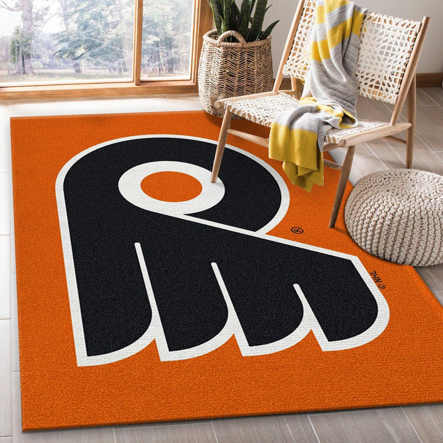 Nhl Spirit Philadelphia Flyers Team Logo Area Rug, Living Room Rug, Home Decor Floor Decor - Indoor Outdoor Rugs