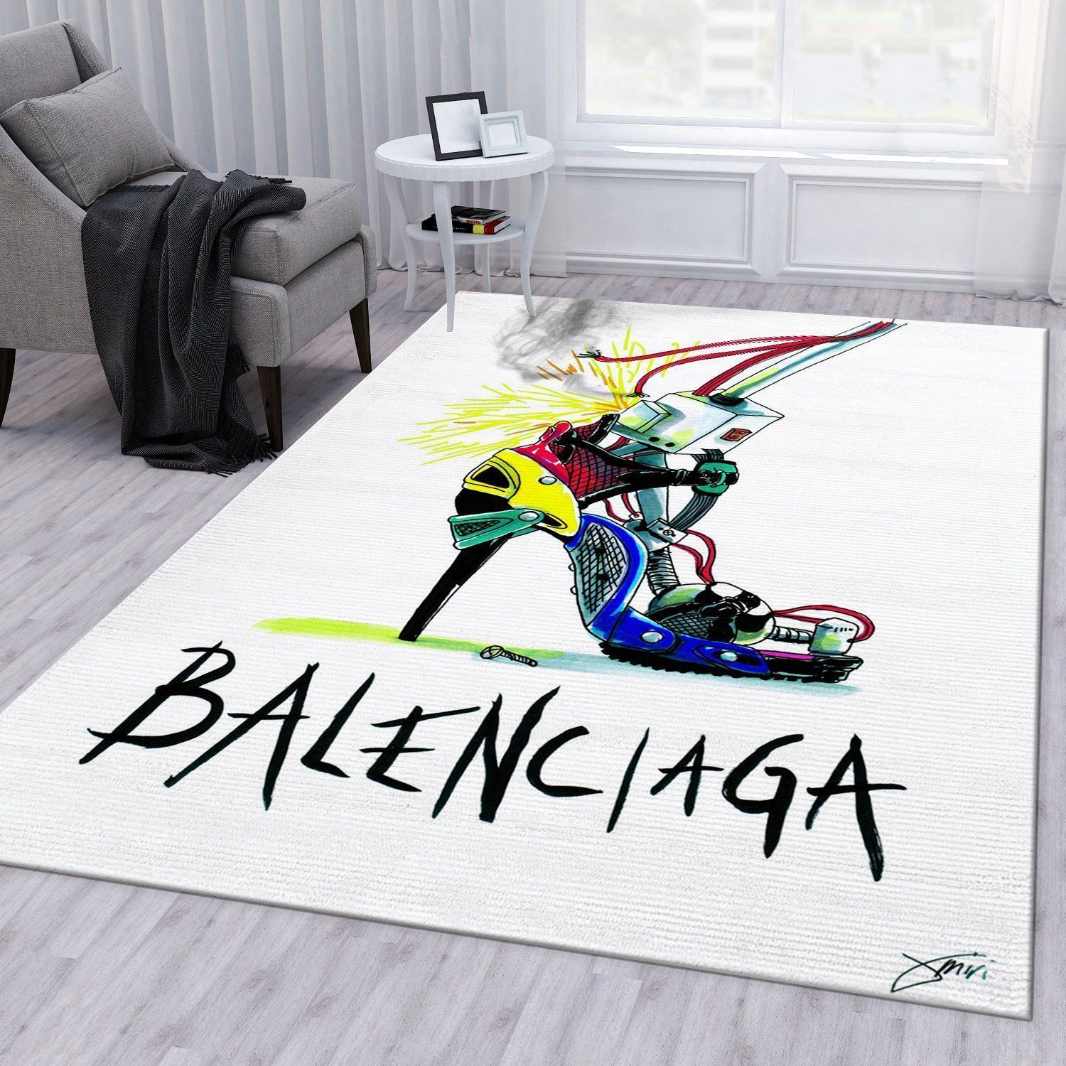 Balenciaga Area Rug For Christmas Fashion Brand Rug Bedroom Rug Family Gift US Decor - Indoor Outdoor Rugs