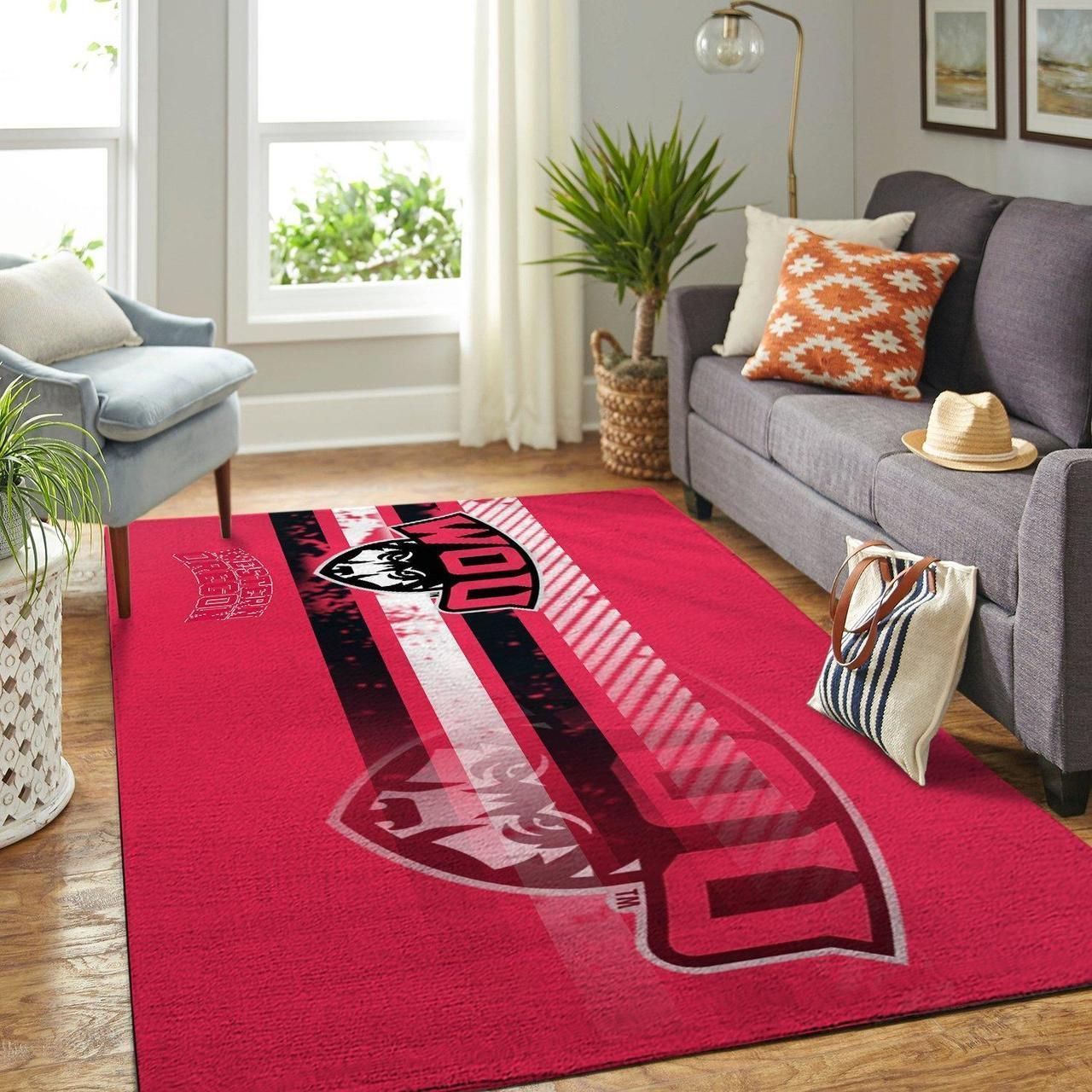 Western Oregon Wolves Ncaa Rug Room Carpet Sport Custom Area Floor Mat - Indoor Outdoor Rugs