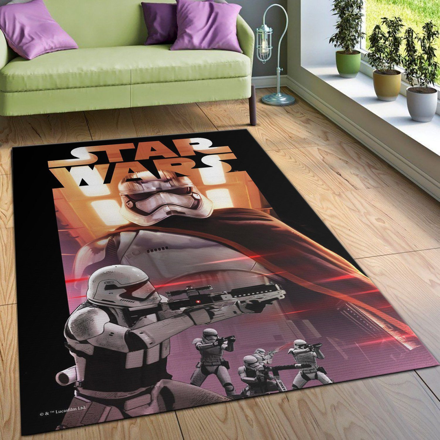 Cpt Phasma Area Rug, Dark Side vs Light Side, Home US Decor - Indoor Outdoor Rugs