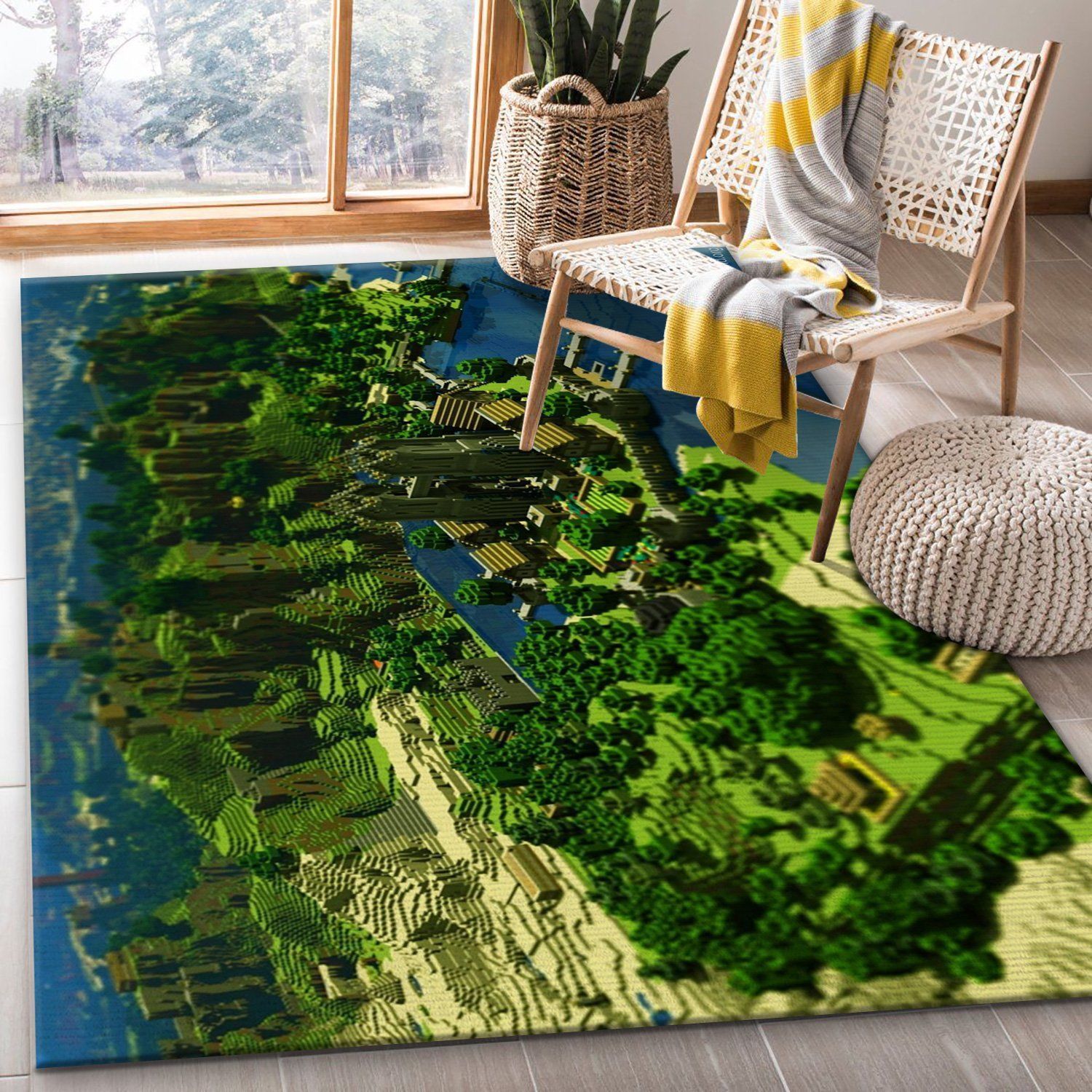 Minecraft Map Area Rug Living Room Rug Home US Decor - Indoor Outdoor Rugs