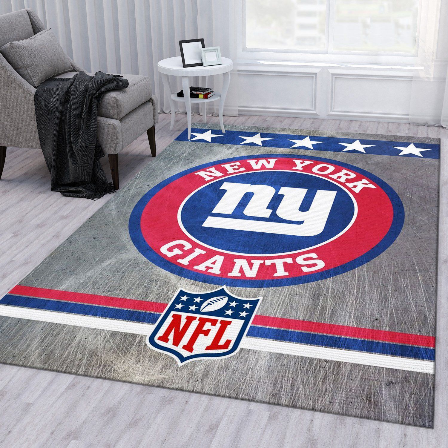 New York Giants Circle Nfl Football Team Area Rug For Gift Living Room Rug Christmas Gift US Decor - Indoor Outdoor Rugs