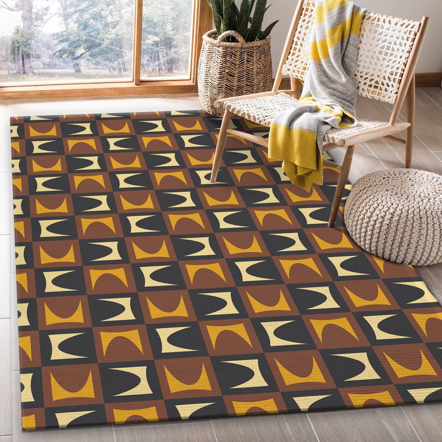 Midcentury Pattern 35 Area Rug For Christmas, Living Room Rug, Home Decor Floor Decor - Indoor Outdoor Rugs