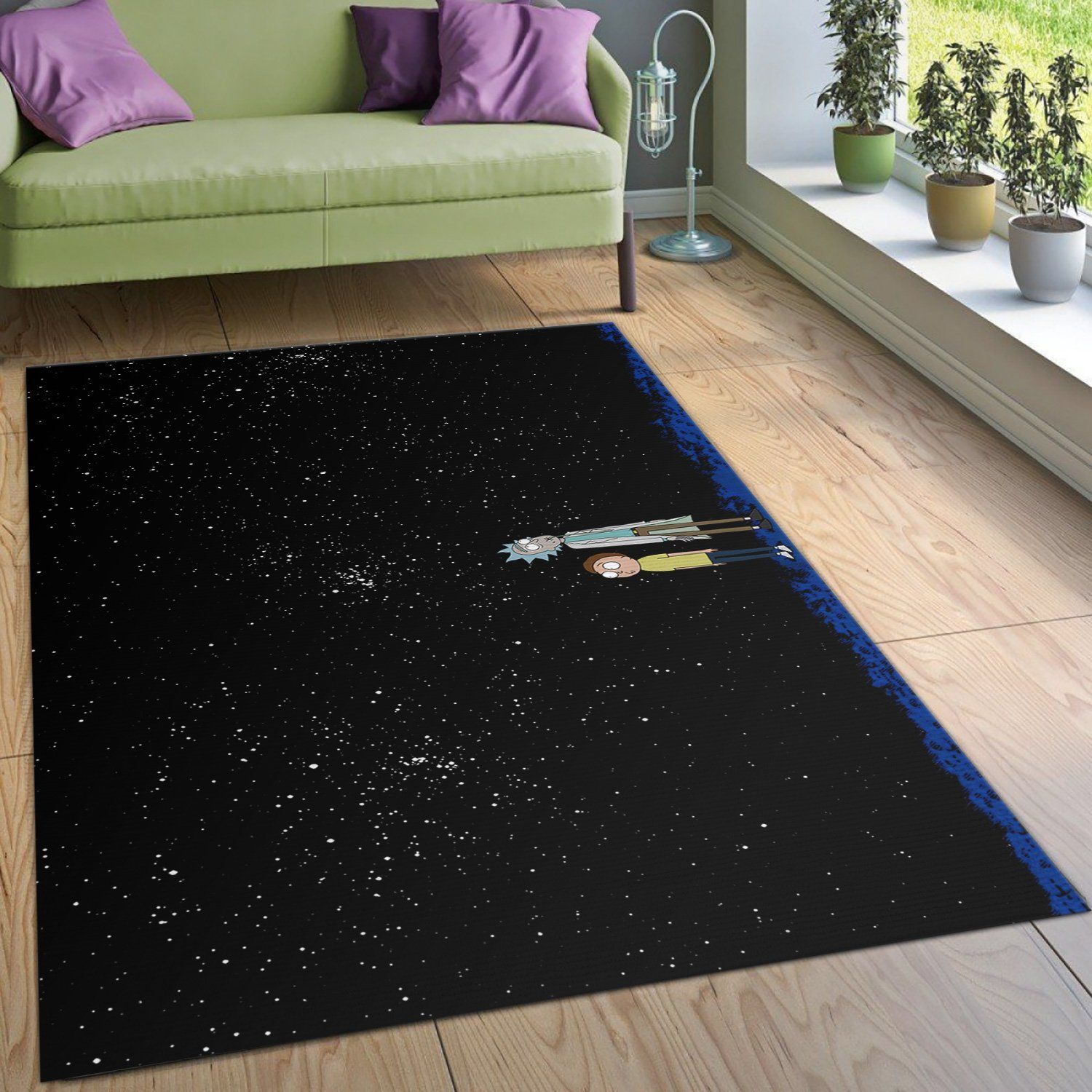 Rick And Morty Galaxy Area Rug Living Room Rug Family Gift US Decor - Indoor Outdoor Rugs