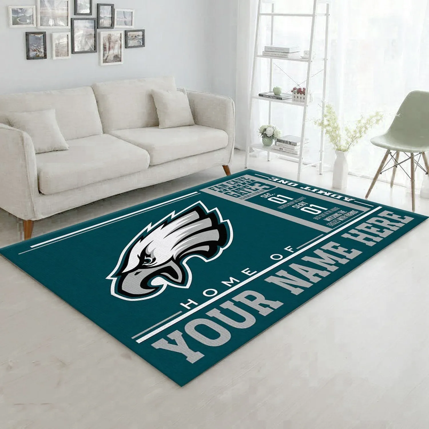 Customizable Philadelphia Eagles Wincraft Personalized NFL Team Logos Area Rug, Living Room Rug, Home US Decor - Indoor Outdoor Rugs