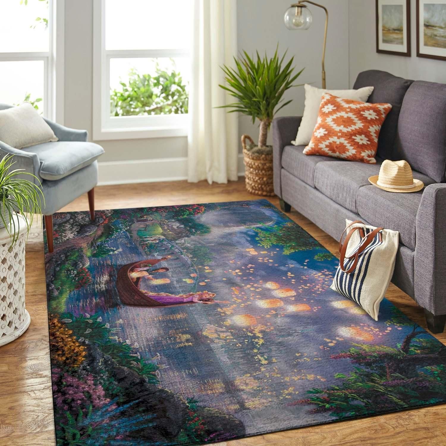 Rapunzel And Flynn Rider By The River Disney Living Room Area Rug Carpet, Bedroom Rug, Home Decor - Indoor Outdoor Rugs