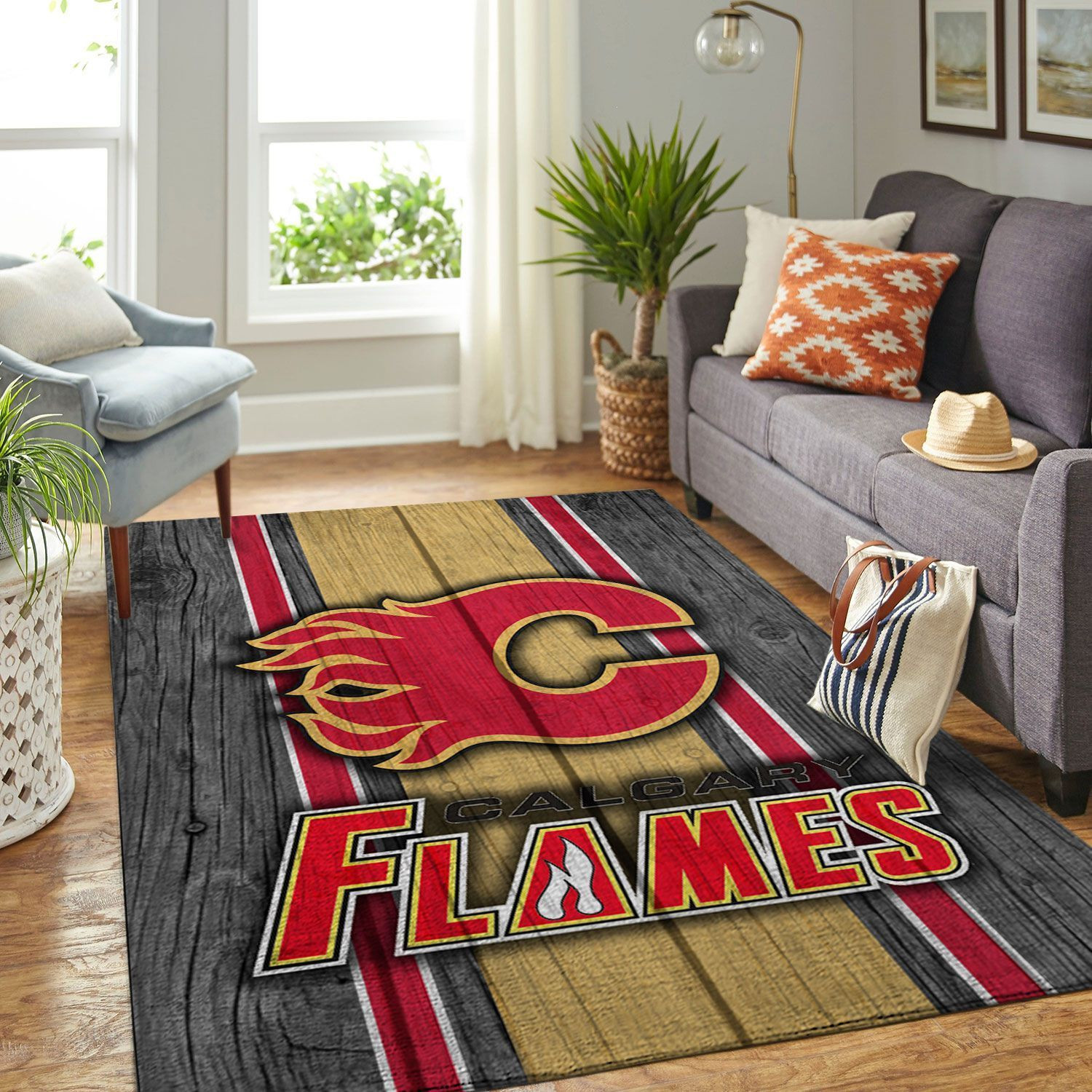 Calgary Flames Nhl Team Logo Style Nice Gift Home Decor Rectangle Area Rug - Indoor Outdoor Rugs