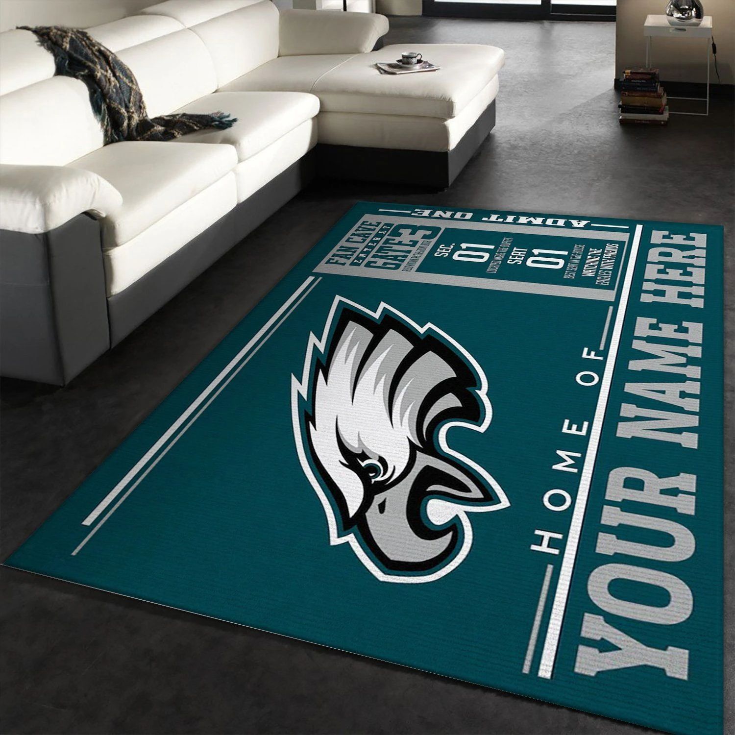 Customizable Philadelphia Eagles Wincraft Personalized NFL Team Logos Area Rug, Living Room Rug, Home US Decor - Indoor Outdoor Rugs