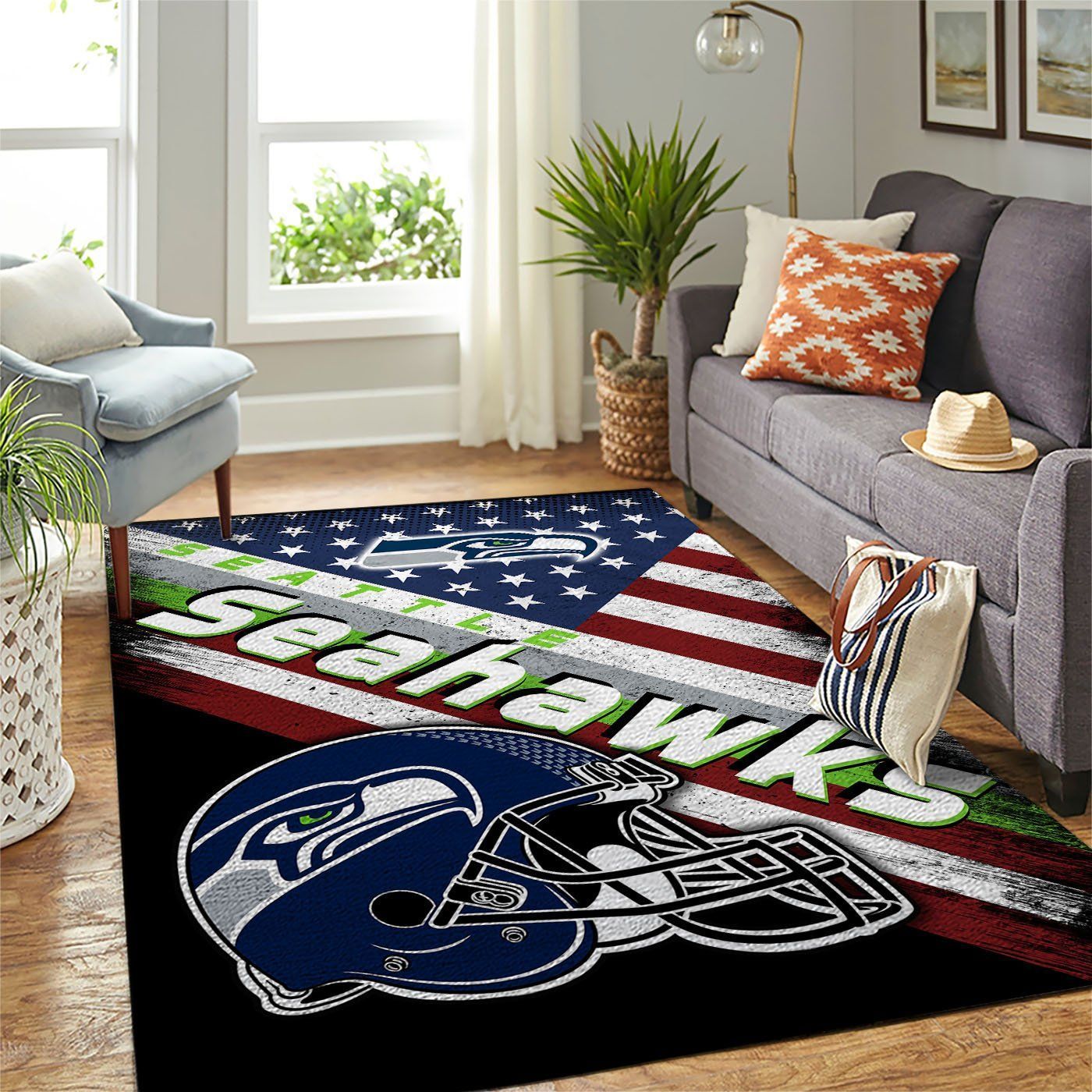 Seattle Seahawks Nfl Team Logo American Style Nice Gift Home Decor Area Rug Rugs For Living Room - Indoor Outdoor Rugs