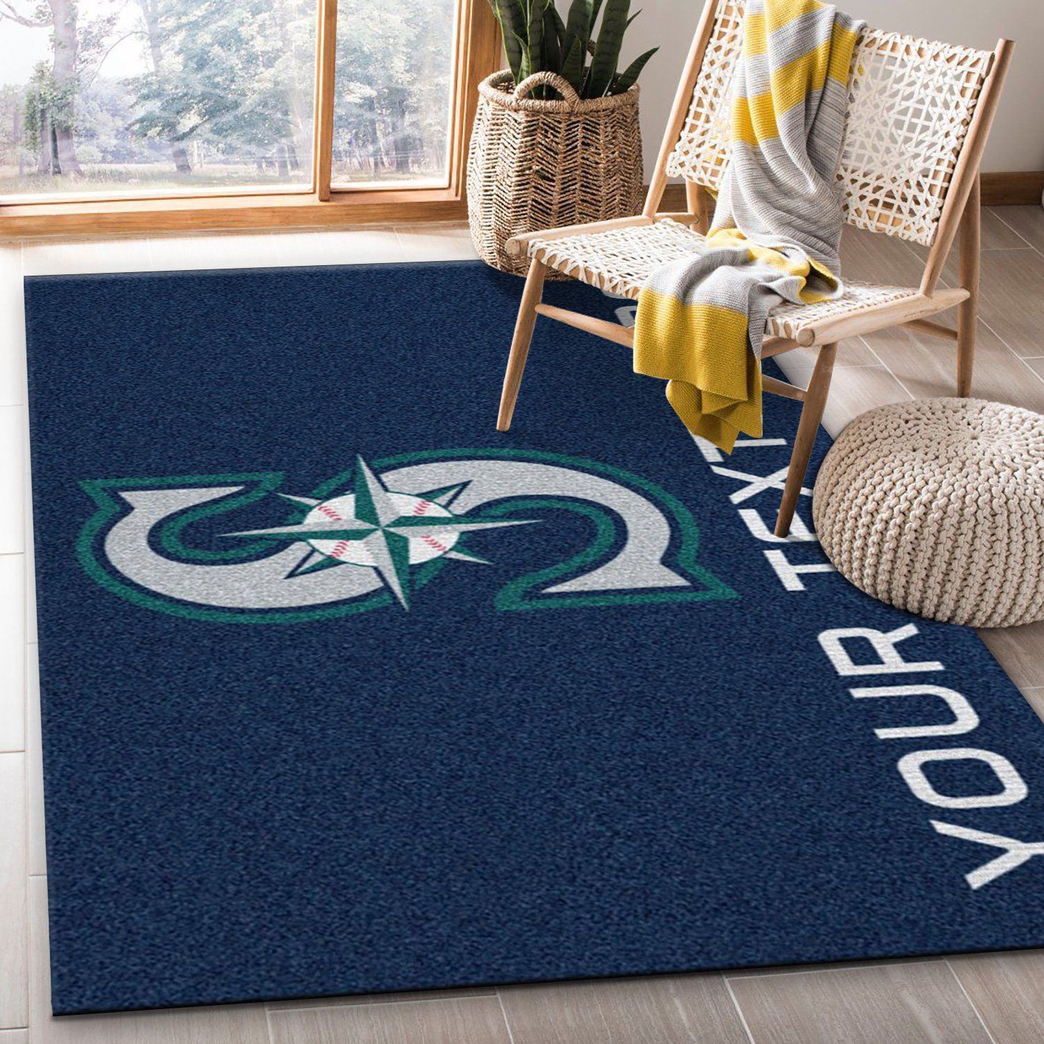 Customizable Seattle Mariners Personalized Accent Rug MLB Area Rug, Living room and bedroom Rug, Home US Decor - Indoor Outdoor Rugs