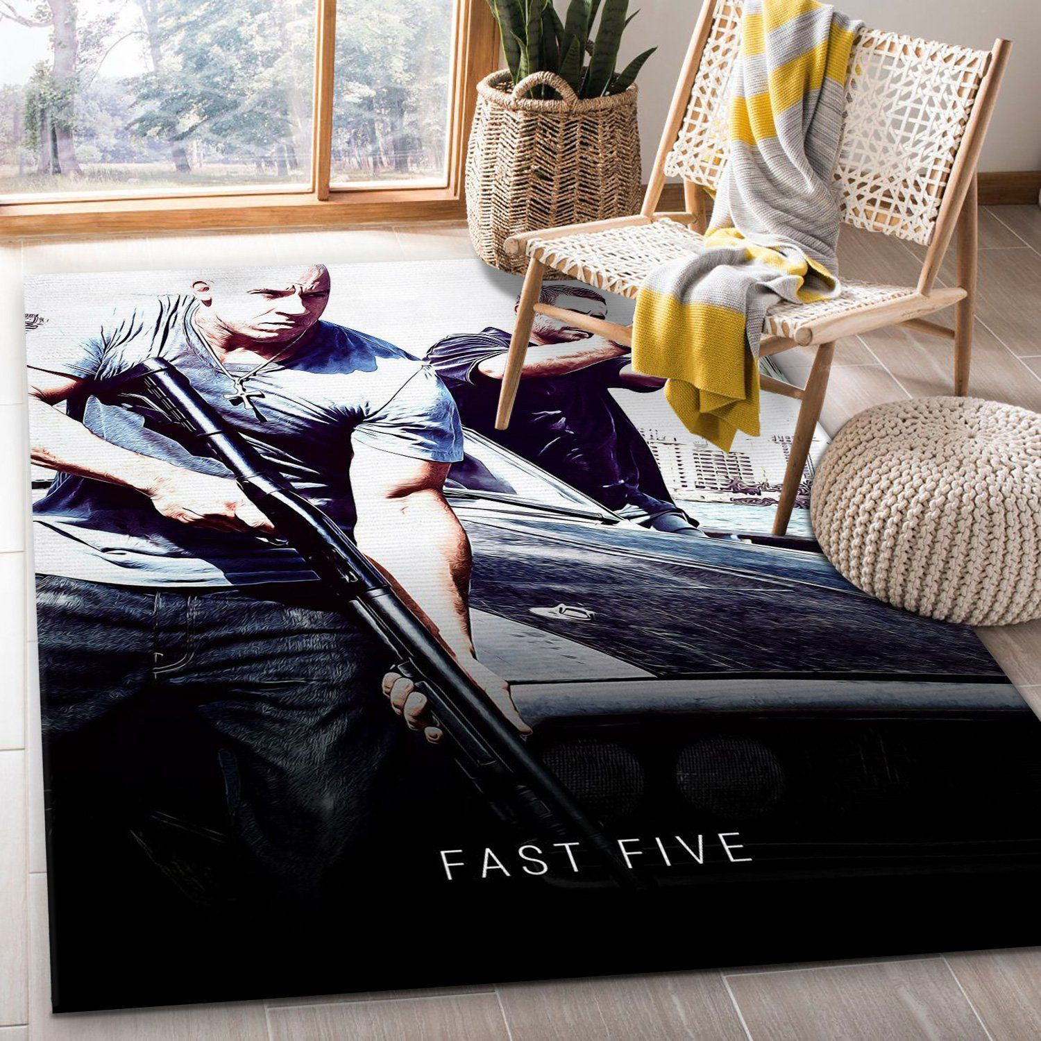 Fast Five Rug Art Painting Movie Rugs Christmas Gift US Decor - Indoor Outdoor Rugs