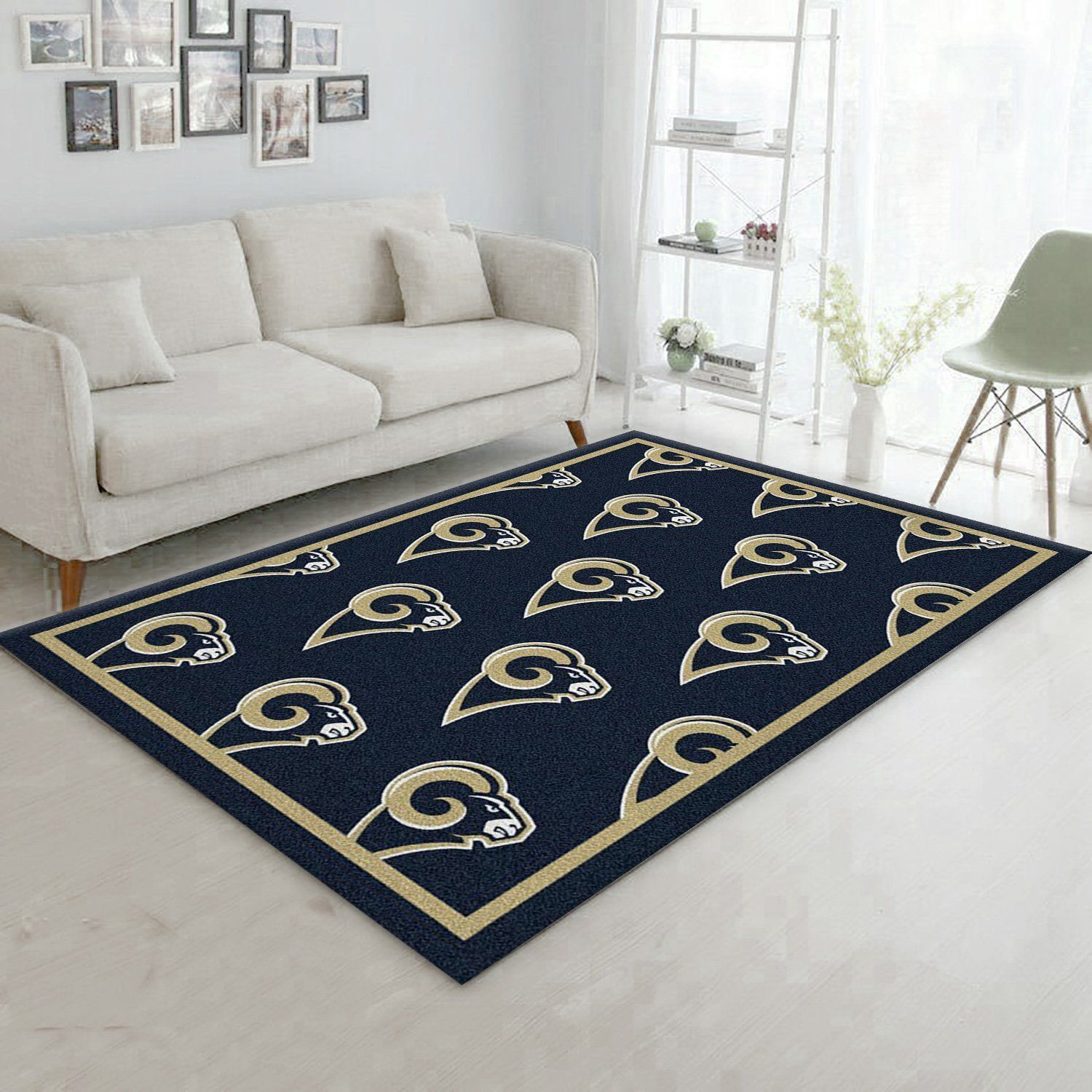 Los Angeles Rams Repeat Rug Nfl Team Area Rug Carpet, Living Room Rug, Family Gift US Decor - Indoor Outdoor Rugs