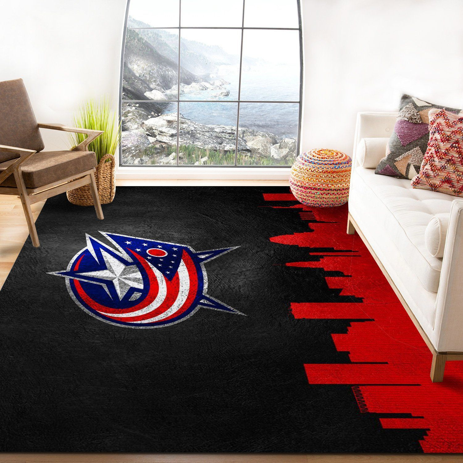 Columbus Blue Jackets Nfl Area Rug Living Room Rug Home US Decor - Indoor Outdoor Rugs