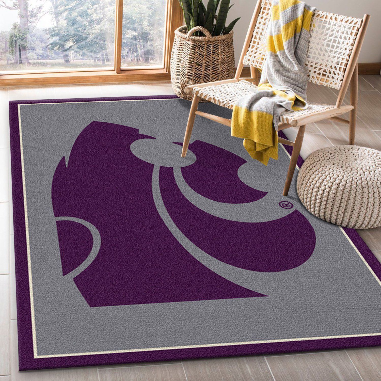 College Spirit Kansas State Sport Area Rug For Christmas Team Logo Family Gift US Decor - Indoor Outdoor Rugs