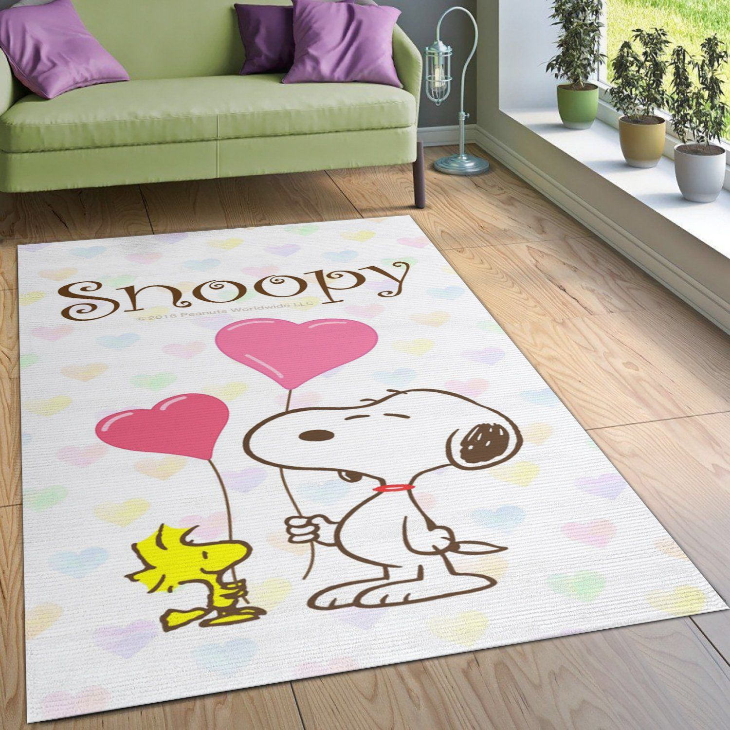 Snoopy Love Area Rug For Christmas Bedroom Rug US Gift Decor - Indoor Outdoor Rugs