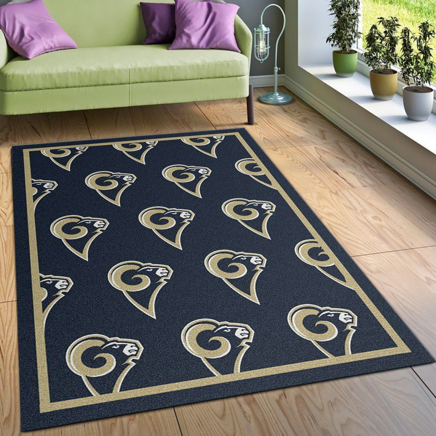 Los Angeles Rams Repeat Rug Nfl Team Area Rug Carpet, Living Room Rug, Family Gift US Decor - Indoor Outdoor Rugs