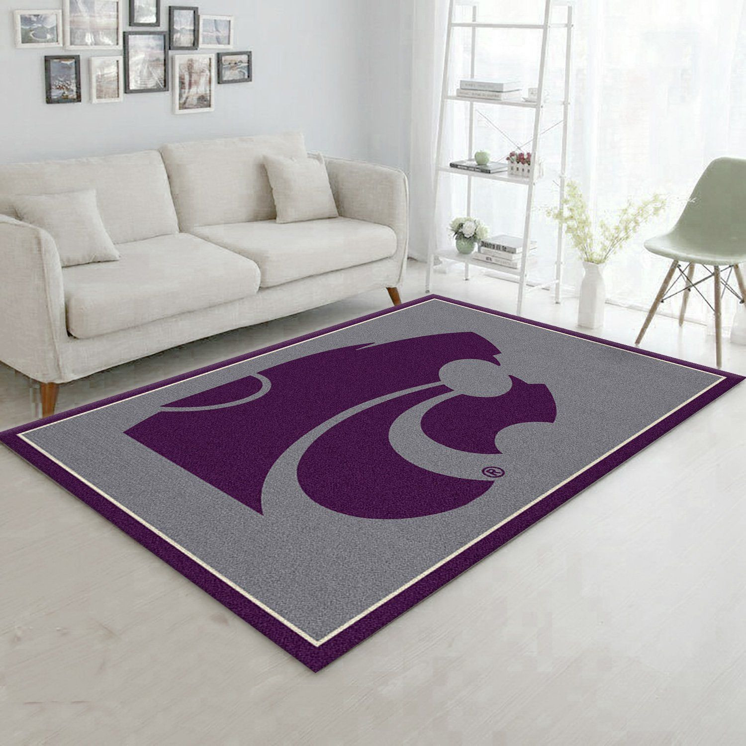 College Spirit Kansas State Sport Area Rug For Christmas Team Logo Family Gift US Decor - Indoor Outdoor Rugs