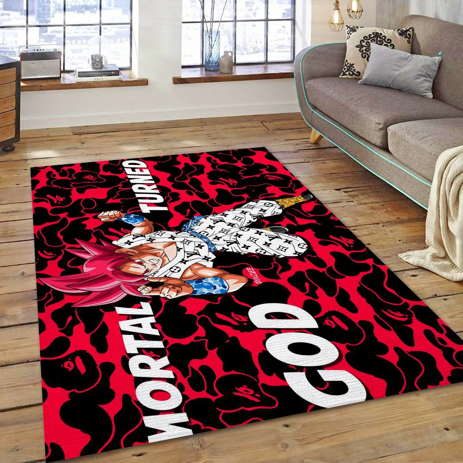 Songoku Ft Vuitton , Bedroom Rug - US Gift Decor - Indoor Outdoor Rugs