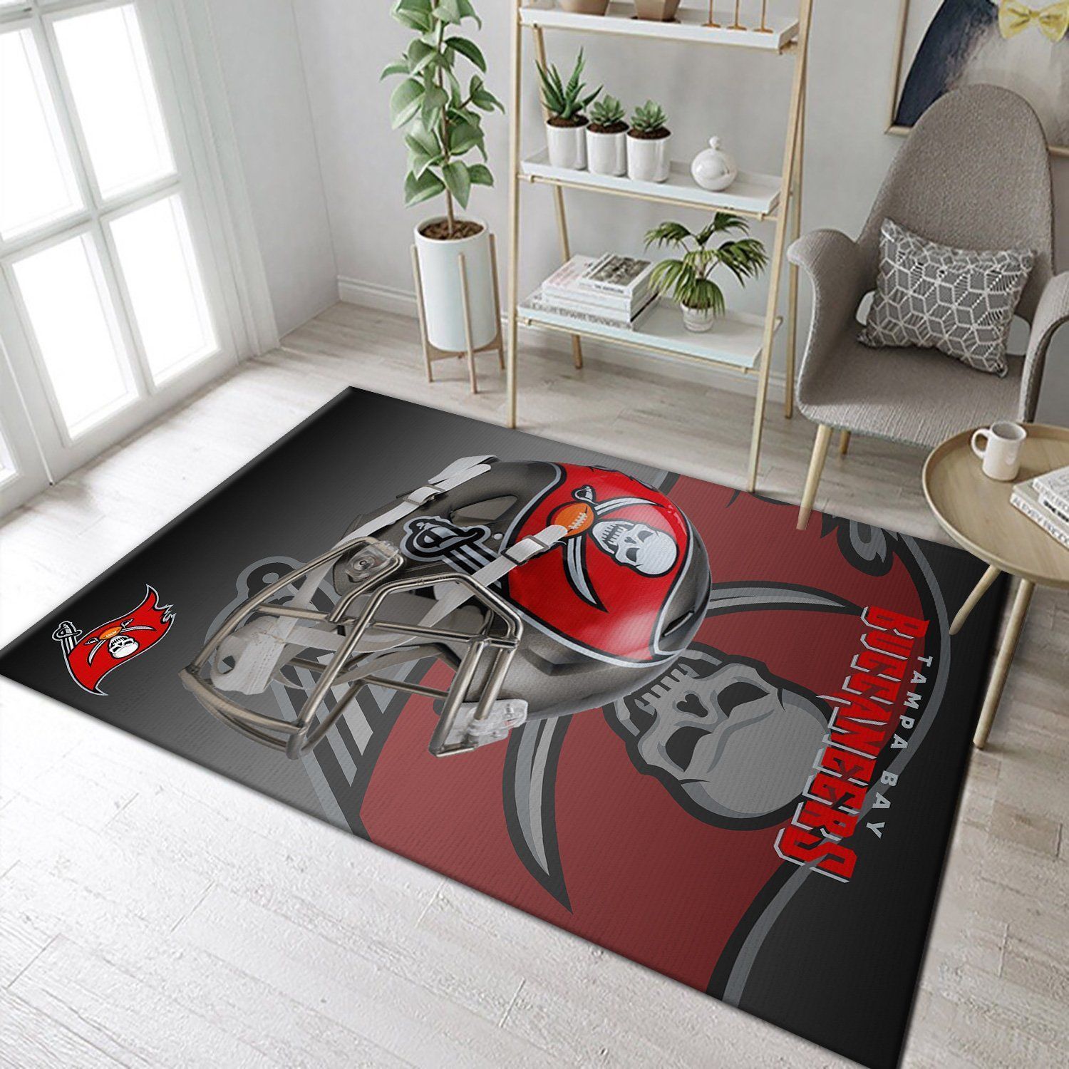 Tampa Bay Buccaneers NFL Team Logo Helmet Rug Room Carpet Custom Area Floor Home Decor - Indoor Outdoor Rugs