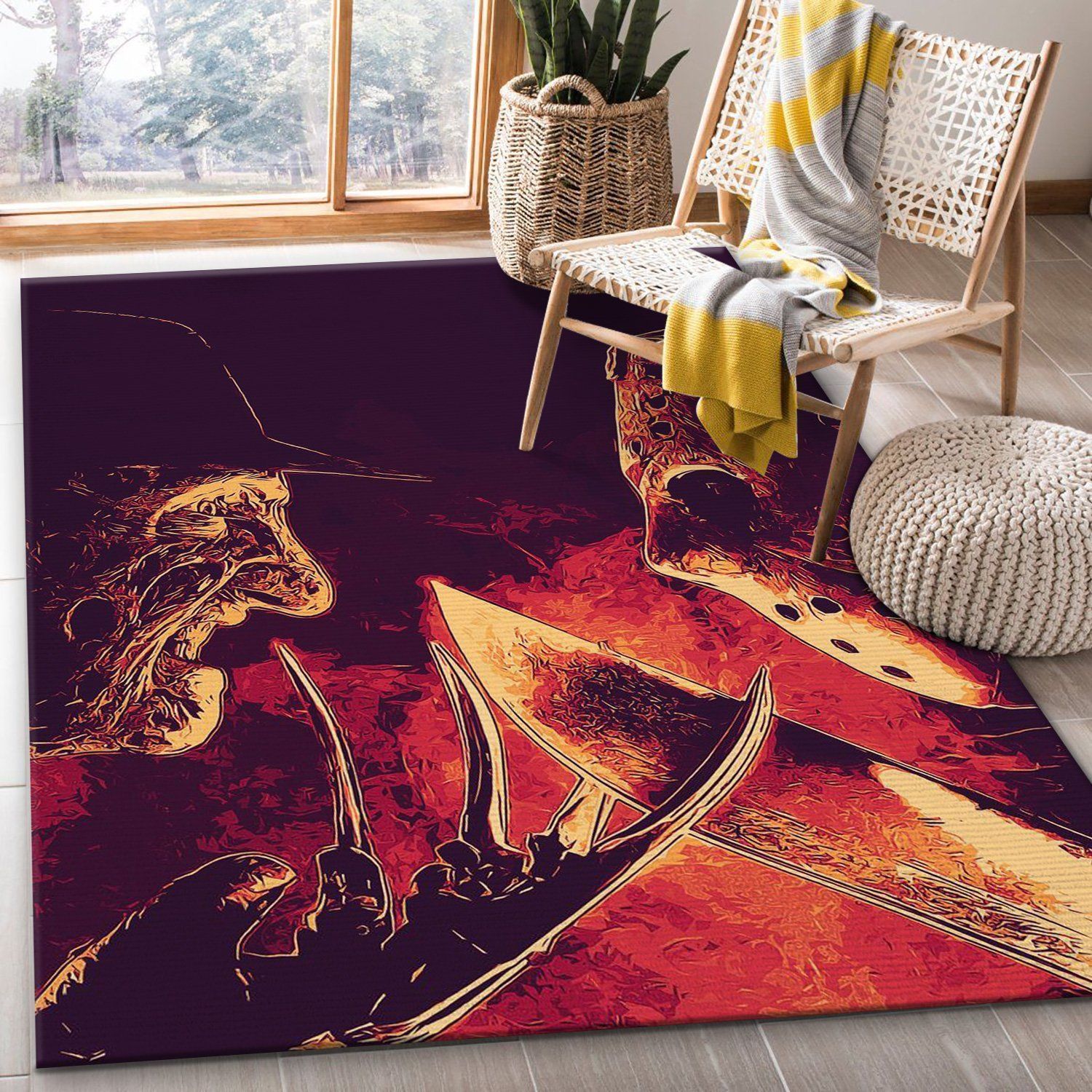 Freddy Vs Jason Rug Bedroom Rug Home Decor Floor Decor - Indoor Outdoor Rugs