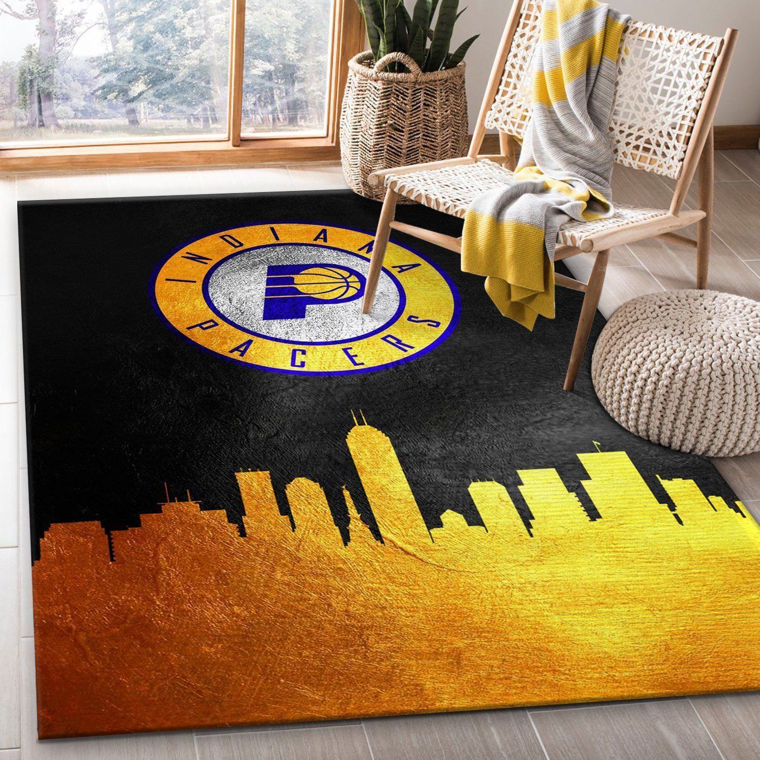 Indiana Pacers Skyline Area Rug Carpet, Bedroom, Home US Decor - Indoor Outdoor Rugs