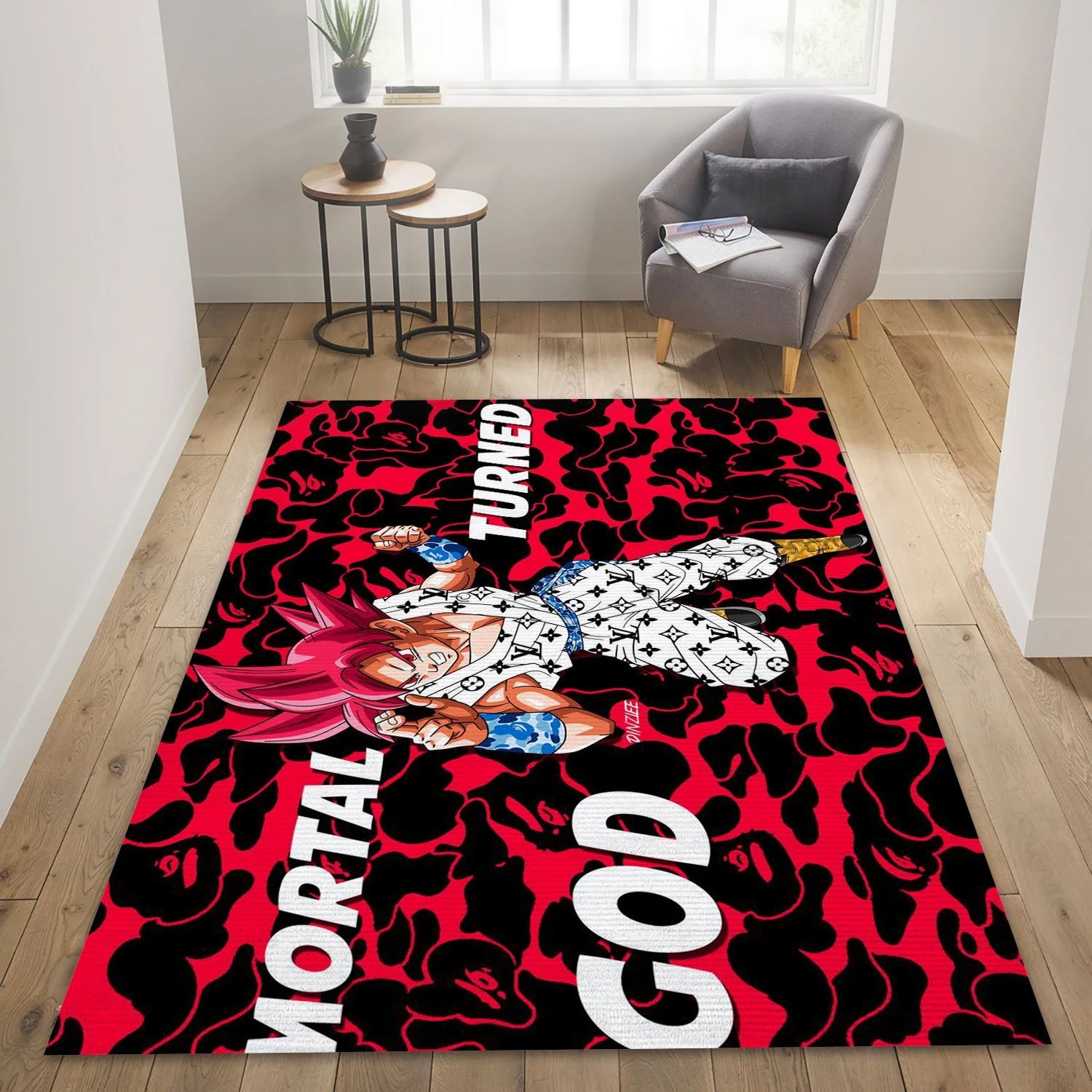 Songoku Ft Vuitton , Bedroom Rug - US Gift Decor - Indoor Outdoor Rugs