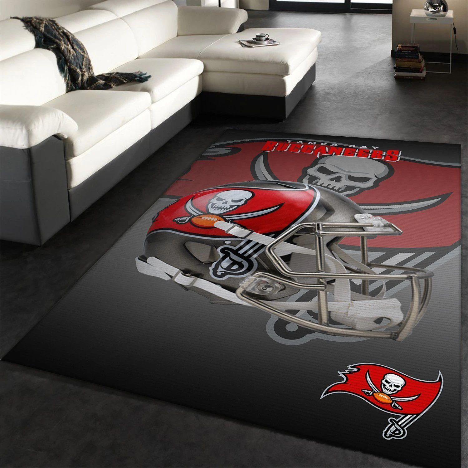 Tampa Bay Buccaneers NFL Team Logo Helmet Rug Room Carpet Custom Area Floor Home Decor - Indoor Outdoor Rugs