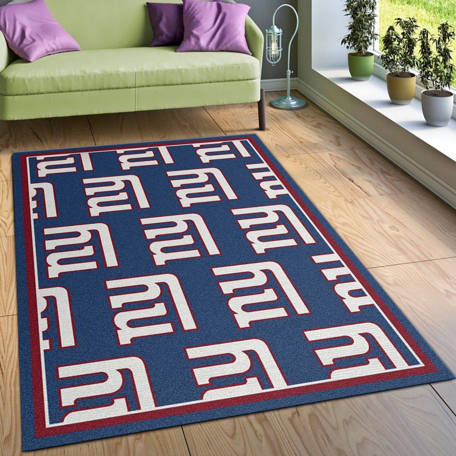 New York Giants Repeat Rug Nfl Team Area Rug Carpet, Living Room Rug, US Gift Decor - Indoor Outdoor Rugs