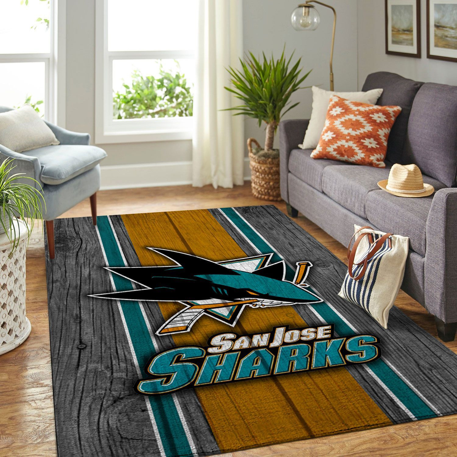 San Jose Sharks Nhl Team Logo Style Nice Gift Home Decor Rectangle Area Rug - Indoor Outdoor Rugs