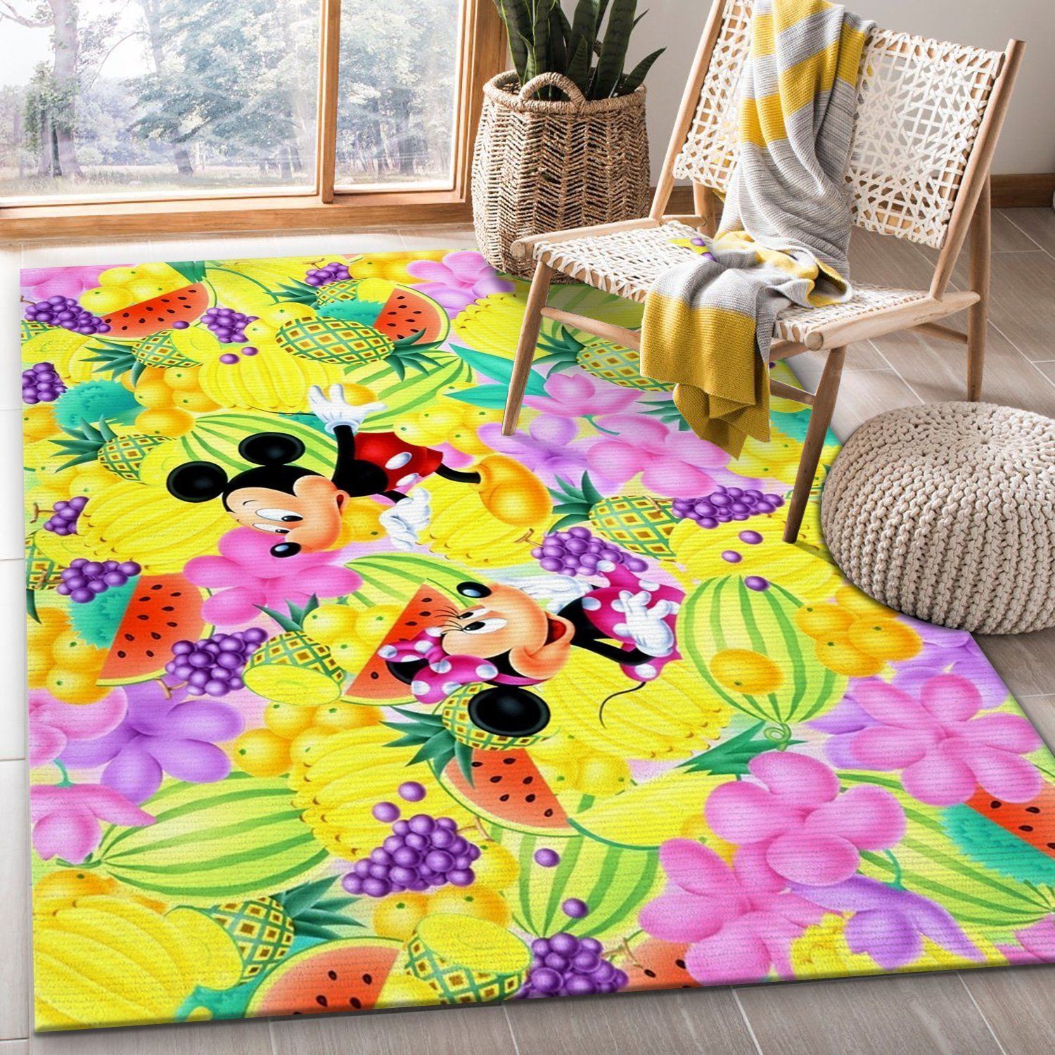 Cartoons Company Disney Fruits Mickey Area Rug For Christmas Bedroom Rug Home Decor Floor Decor - Indoor Outdoor Rugs