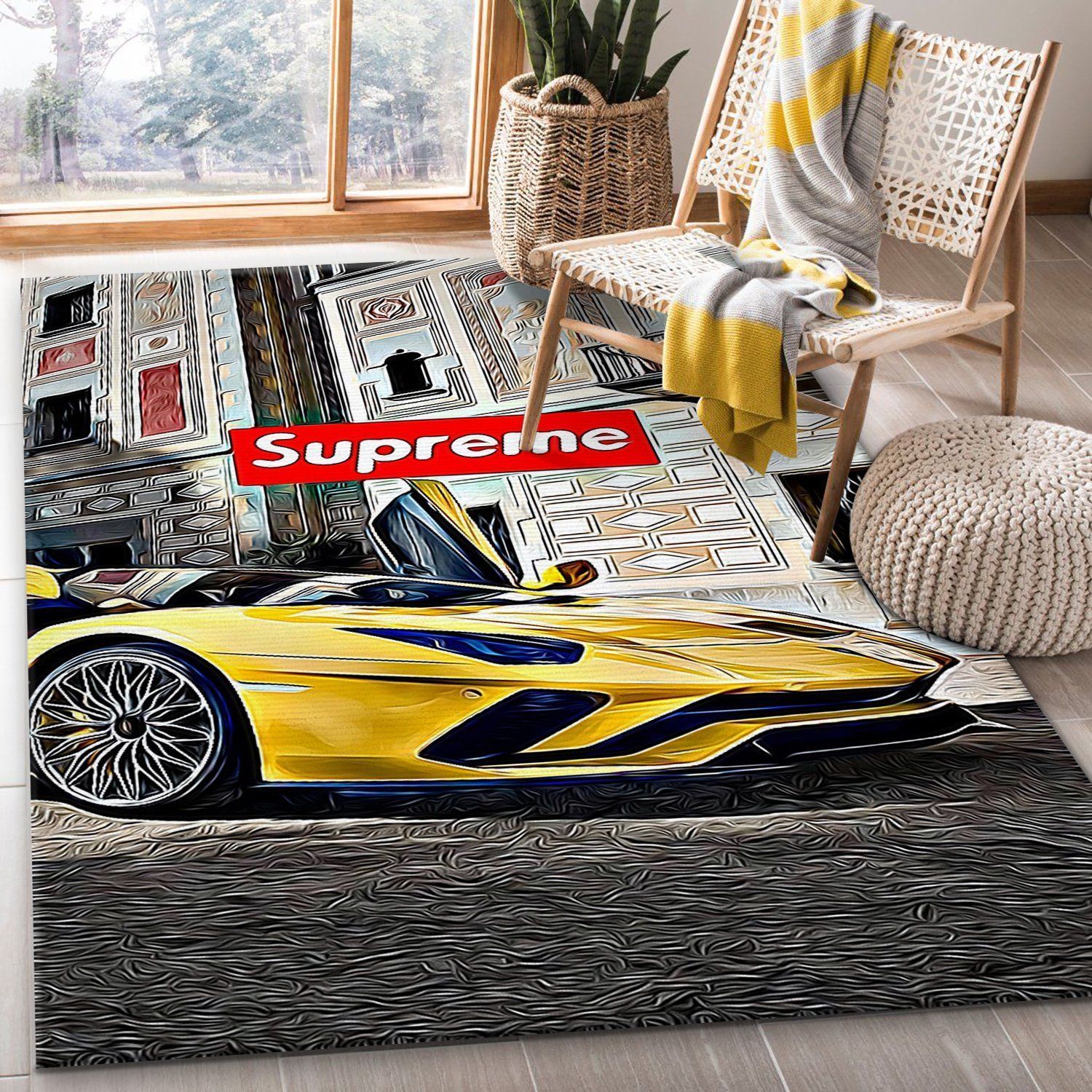 Supreme Lamborghini V8 Rug Living Room Rug Christmas Gift US Decor - Indoor Outdoor Rugs