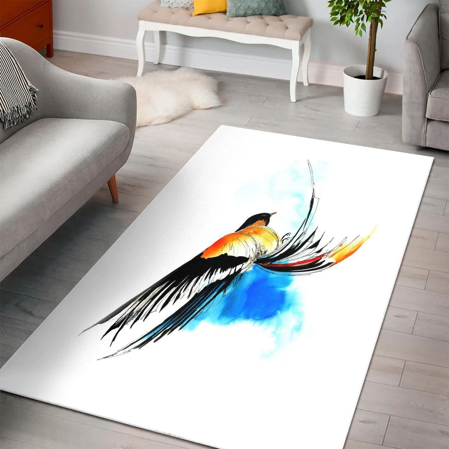 Bird A Moment In The Air  Living Room Area Rug, Room Decor, Floor Decor Home Decor - Indoor Outdoor Rugs