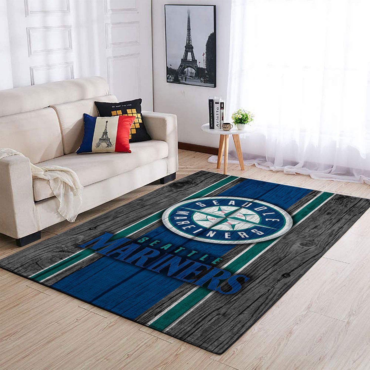 Seattle Mariners Mlb Team Logo Wooden Style Style Nice Gift Home Decor Rectangle Area Rug - Indoor Outdoor Rugs