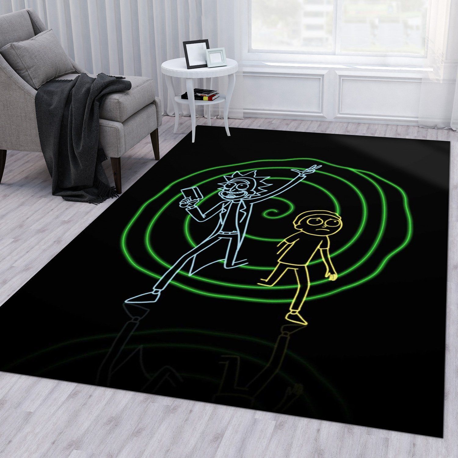 Rick And Morty Neon Area Rug For Christmas Living Room Rug Home Decor Floor Decor - Indoor Outdoor Rugs