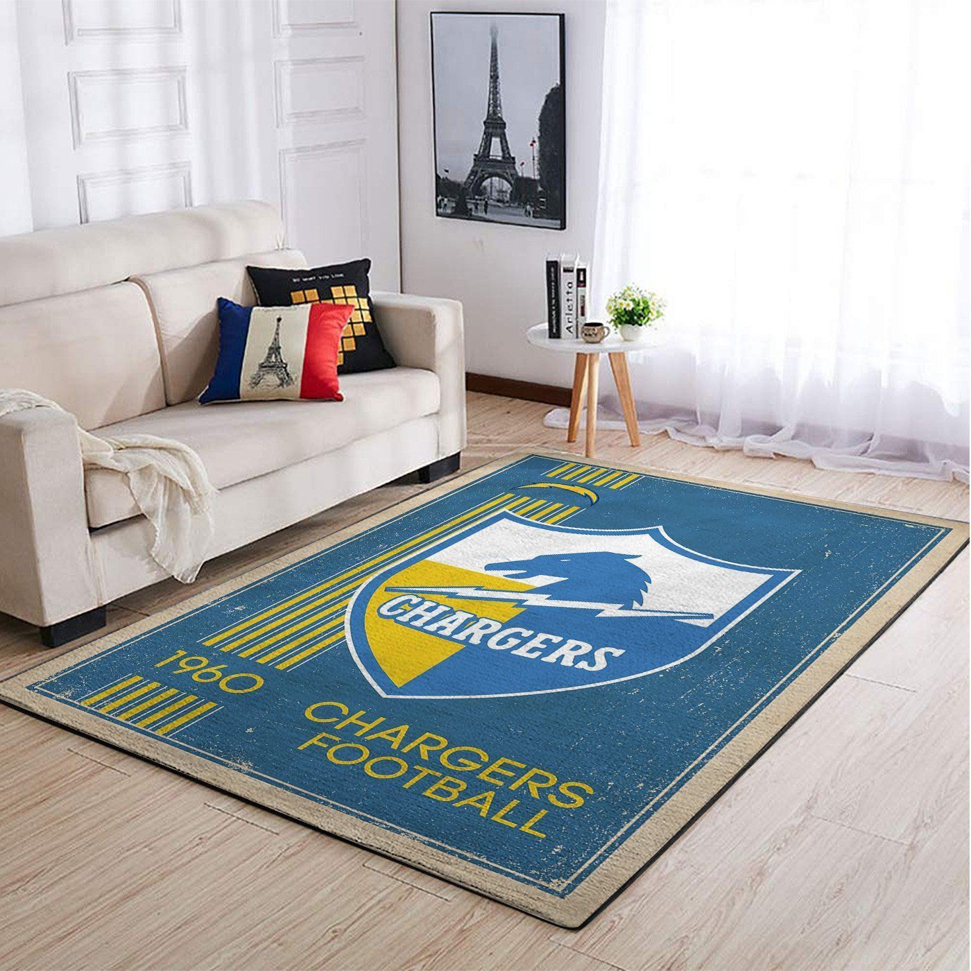 Los Angeles Chargers Nfl Team Logo Retro Style Nice Gift Home Decor Rectangle Area Rug - Indoor Outdoor Rugs