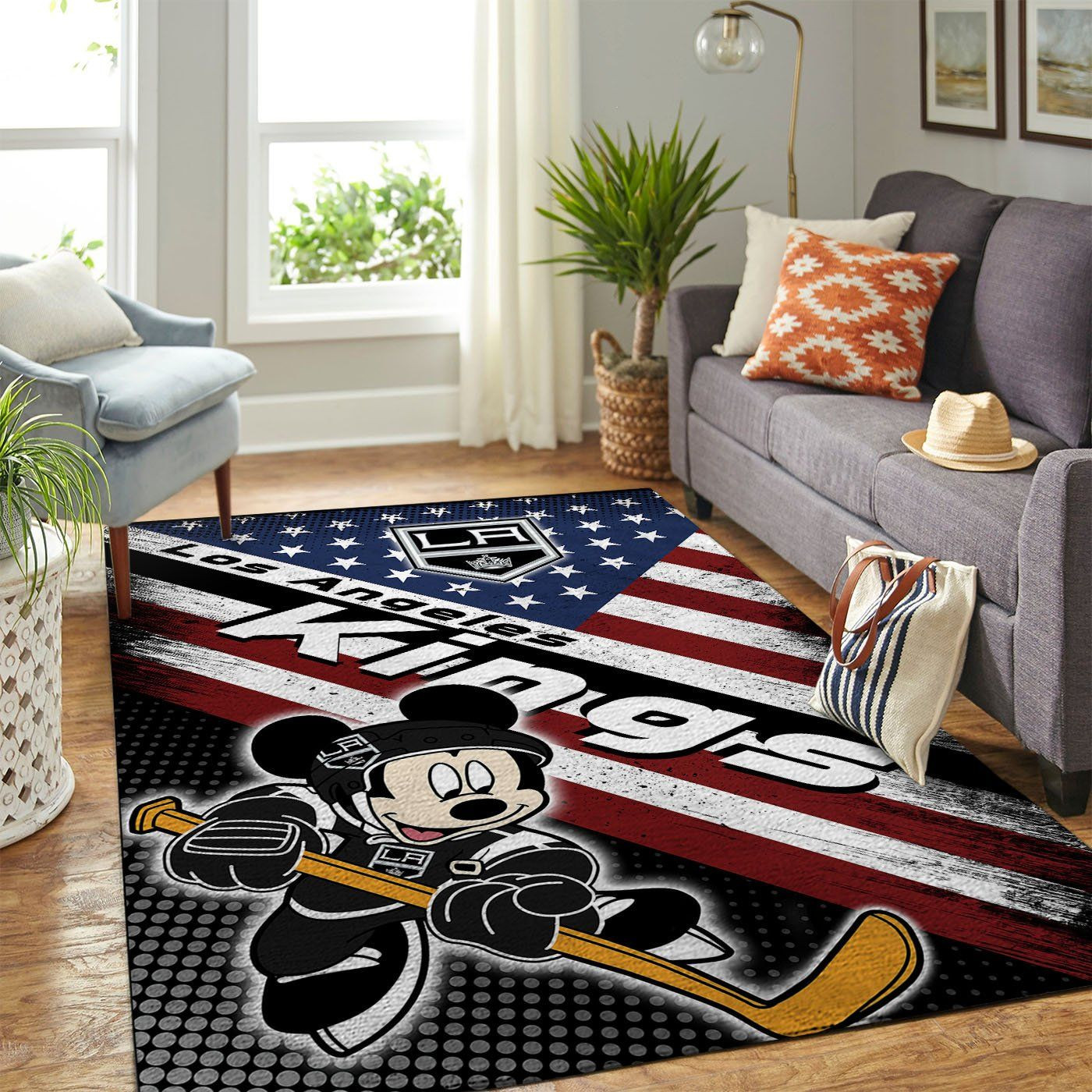 Los Angeles Kings Nhl Team Logo Mickey Us Style Nice Gift Home Decor Rectangle Area Rug - Indoor Outdoor Rugs