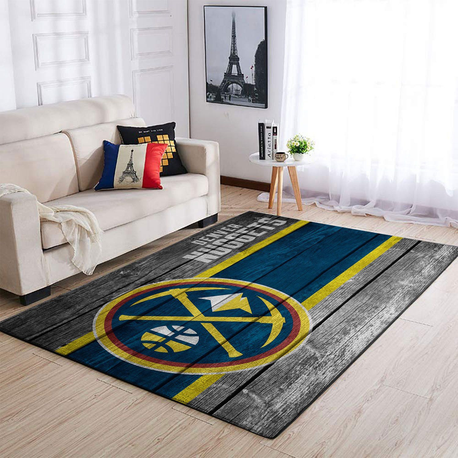 Denver Nuggets Nba Team Logo Wooden Style Nice Gift Home Decor Rectangle Area Rug - Indoor Outdoor Rugs