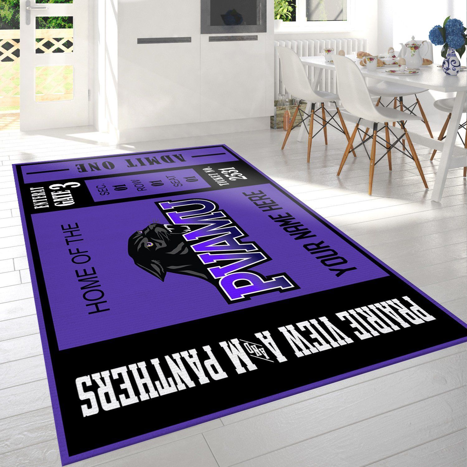 Prairie View A M Panthers Ncaa Customizable Rug, Bedroom Rug - Floor US Decor - Indoor Outdoor Rugs